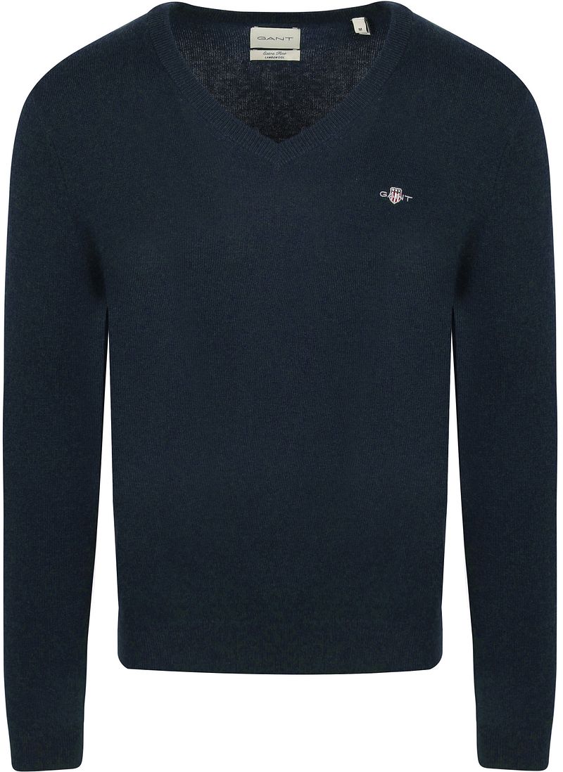 Gant Pullover V-Ausschnitt Wool Blend Navy Melange - Größe 3XL günstig online kaufen