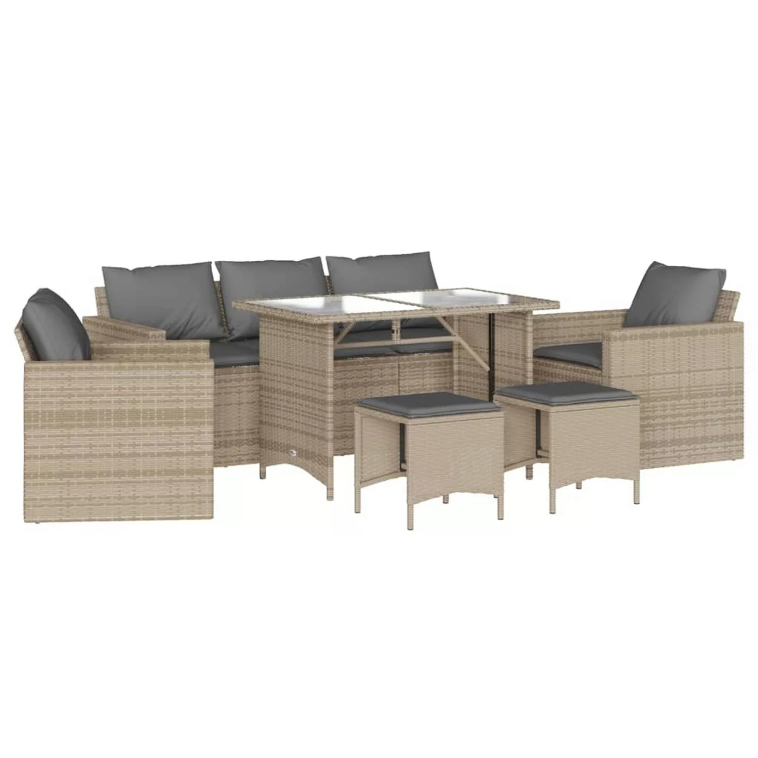 vidaXL 6-tlg Garten-Sofagarnitur mit Kissen Beige Poly Rattan Modell 312 günstig online kaufen