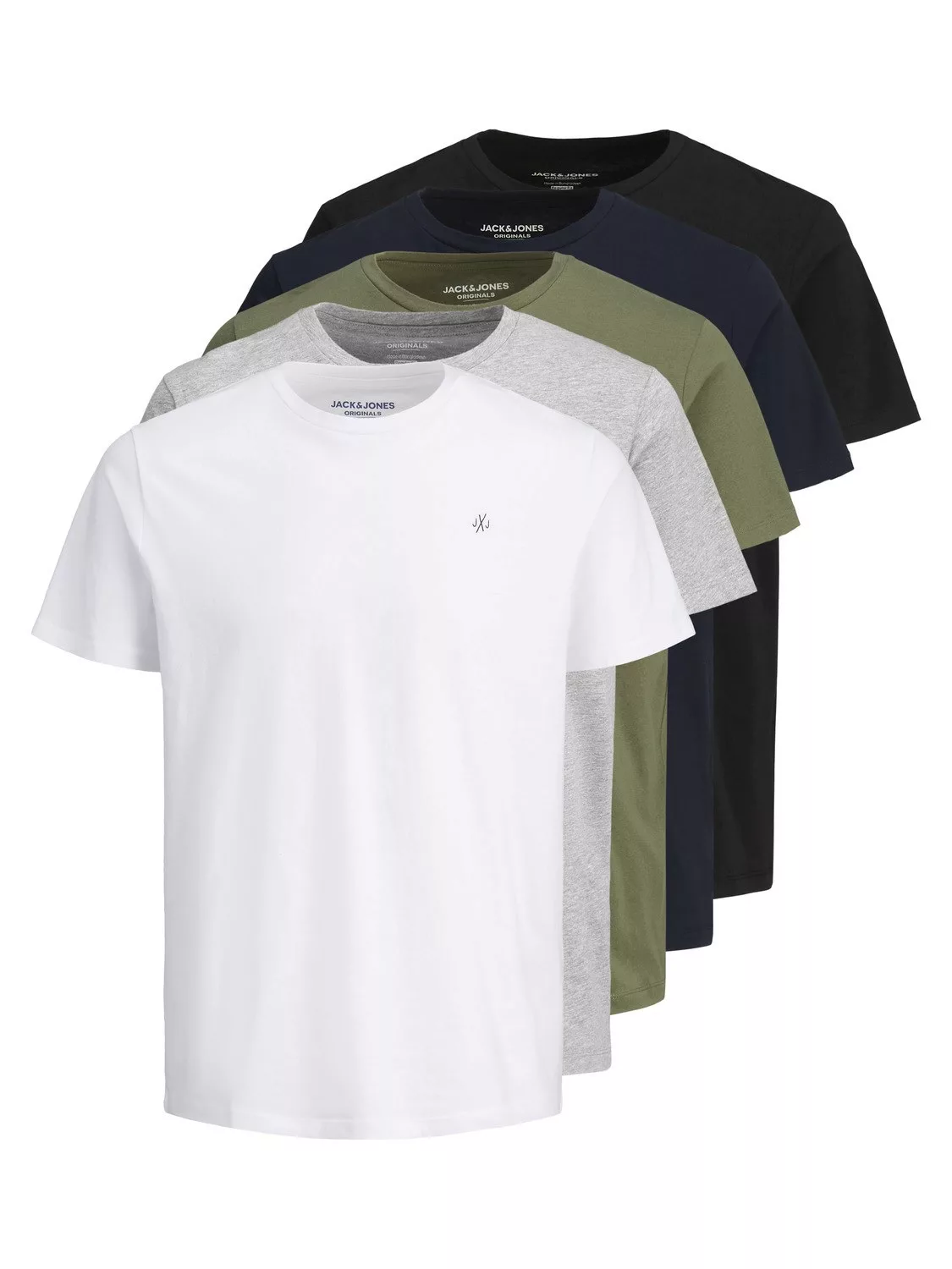 Jack & Jones Herren Rundhals T-Shirt JORJXJ 5er PACK - Regular Fit günstig online kaufen