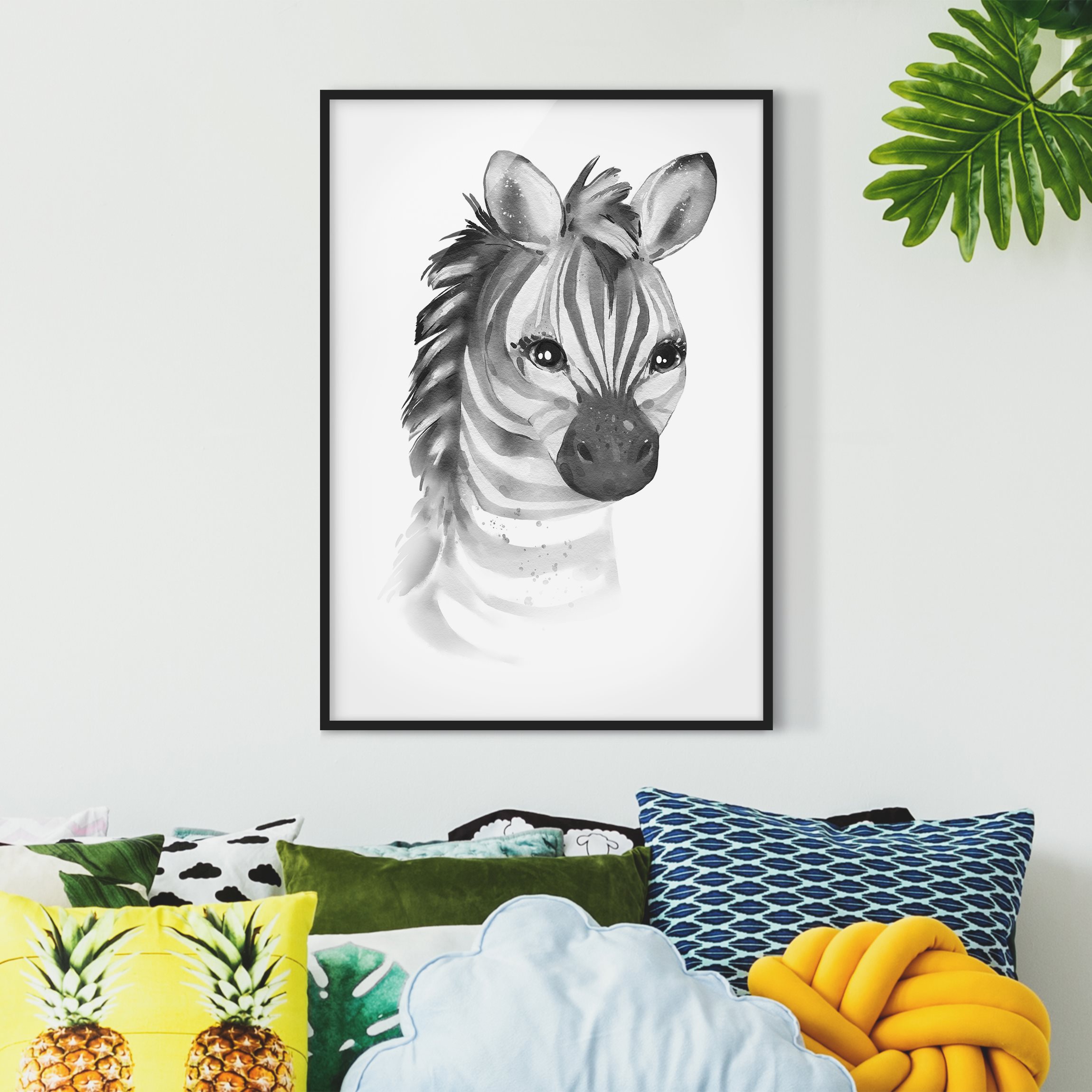 Bild mit Rahmen Portrait Baby Zebra günstig online kaufen