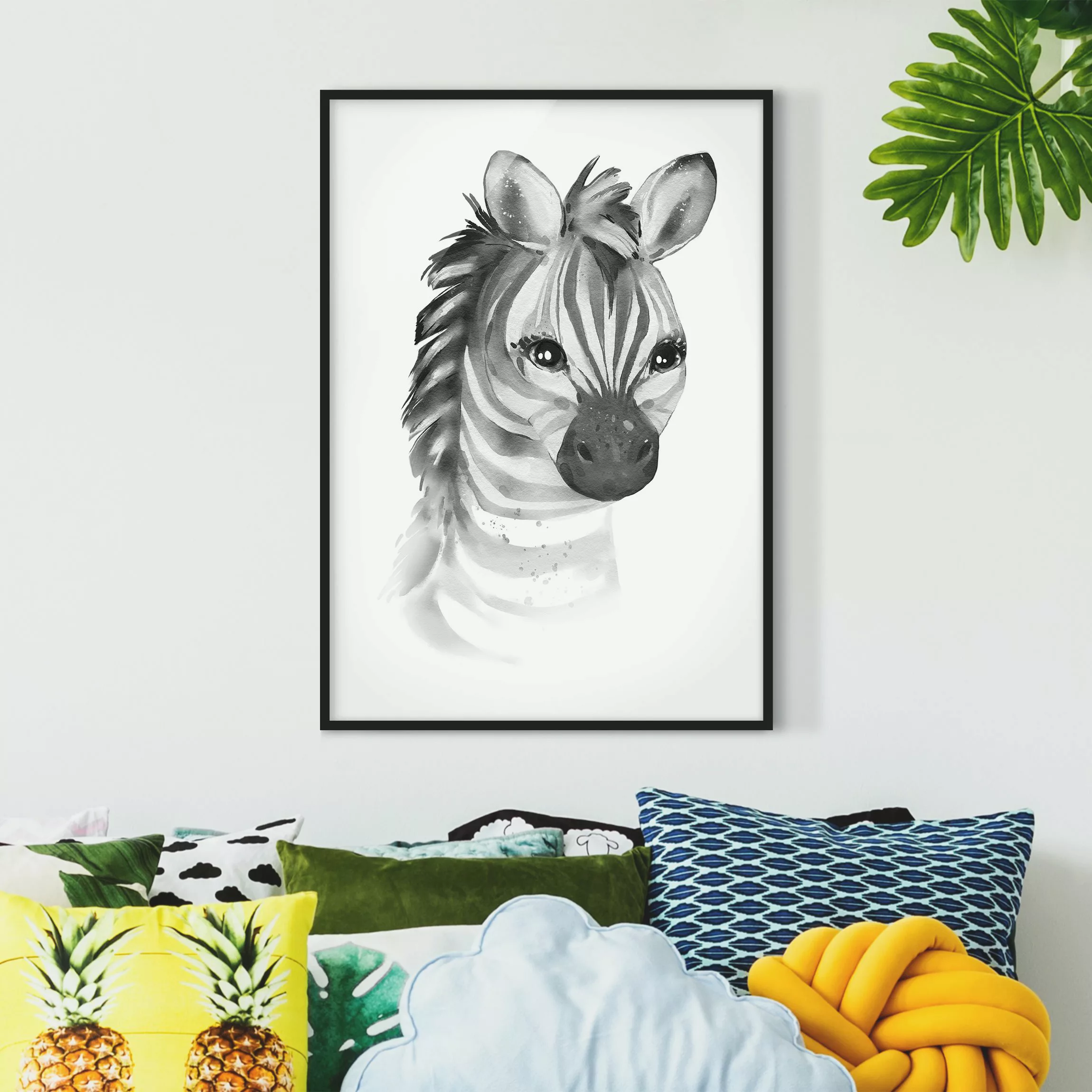 Bild mit Rahmen Portrait Baby Zebra günstig online kaufen