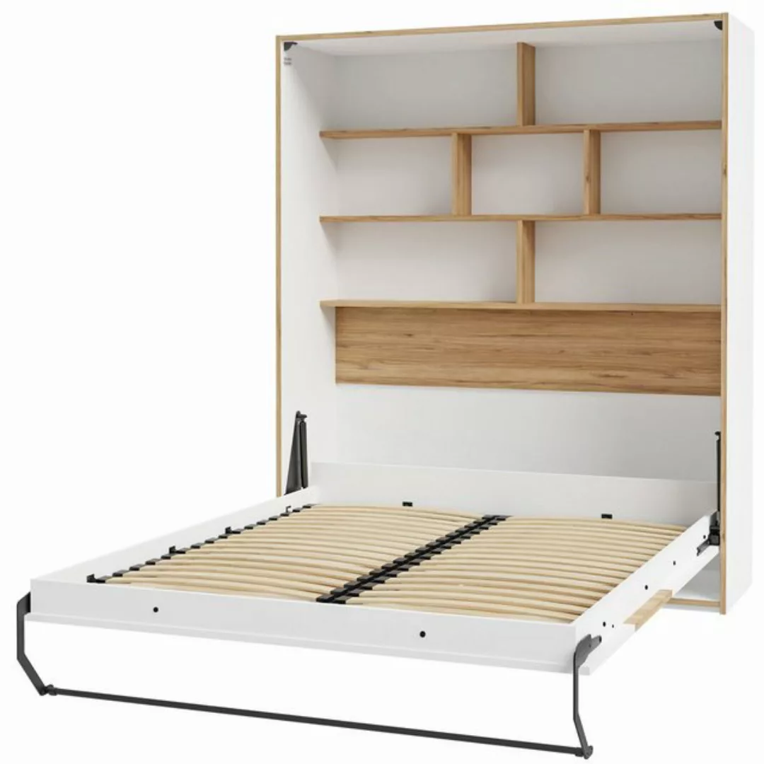 expendio Bett Simon 3, Weiß / Catania Oak, 180x241x58 cm günstig online kaufen