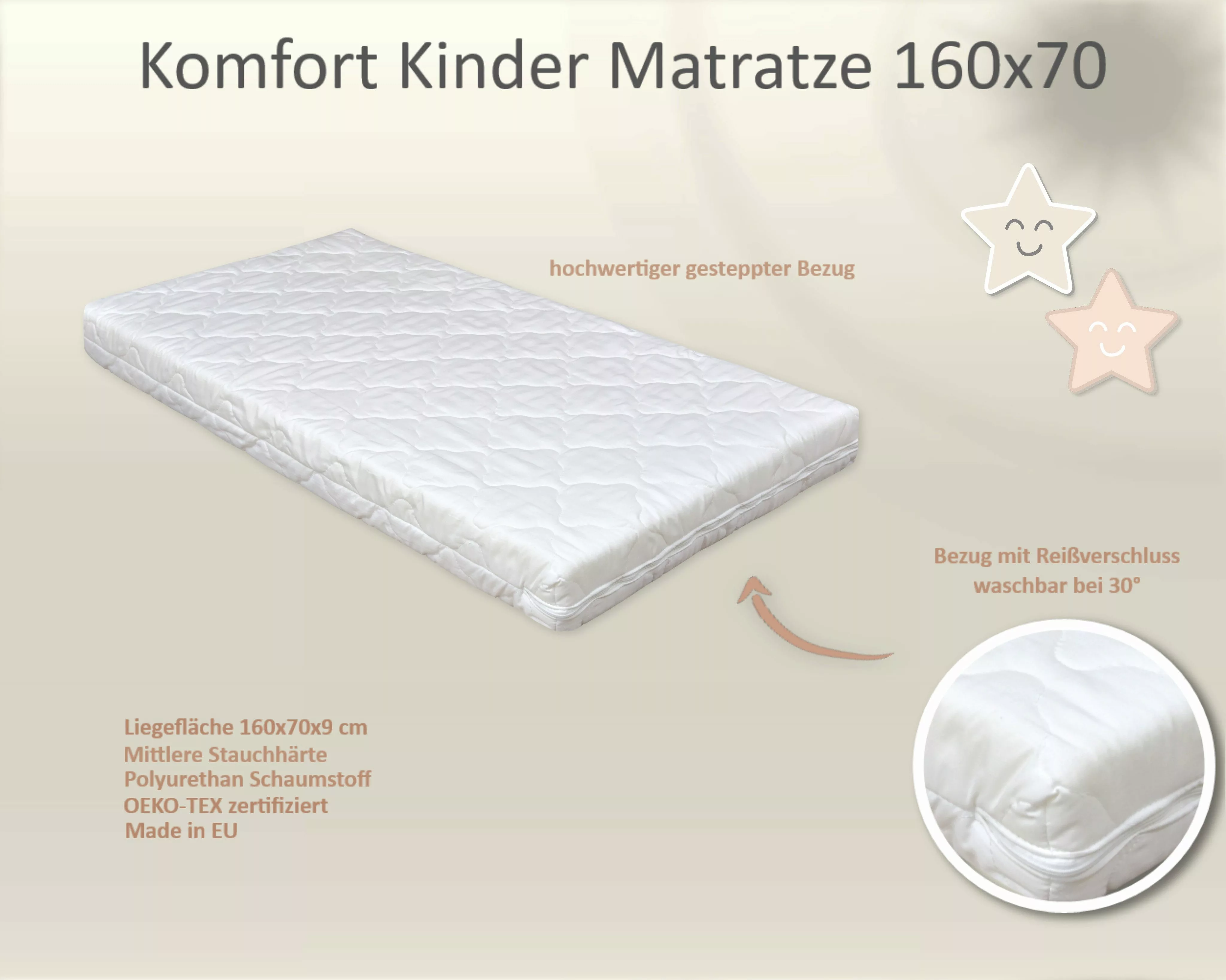 Kindermatratze Kindermatratze 160x70 cm, Baby-Delux, 9.00 günstig online kaufen