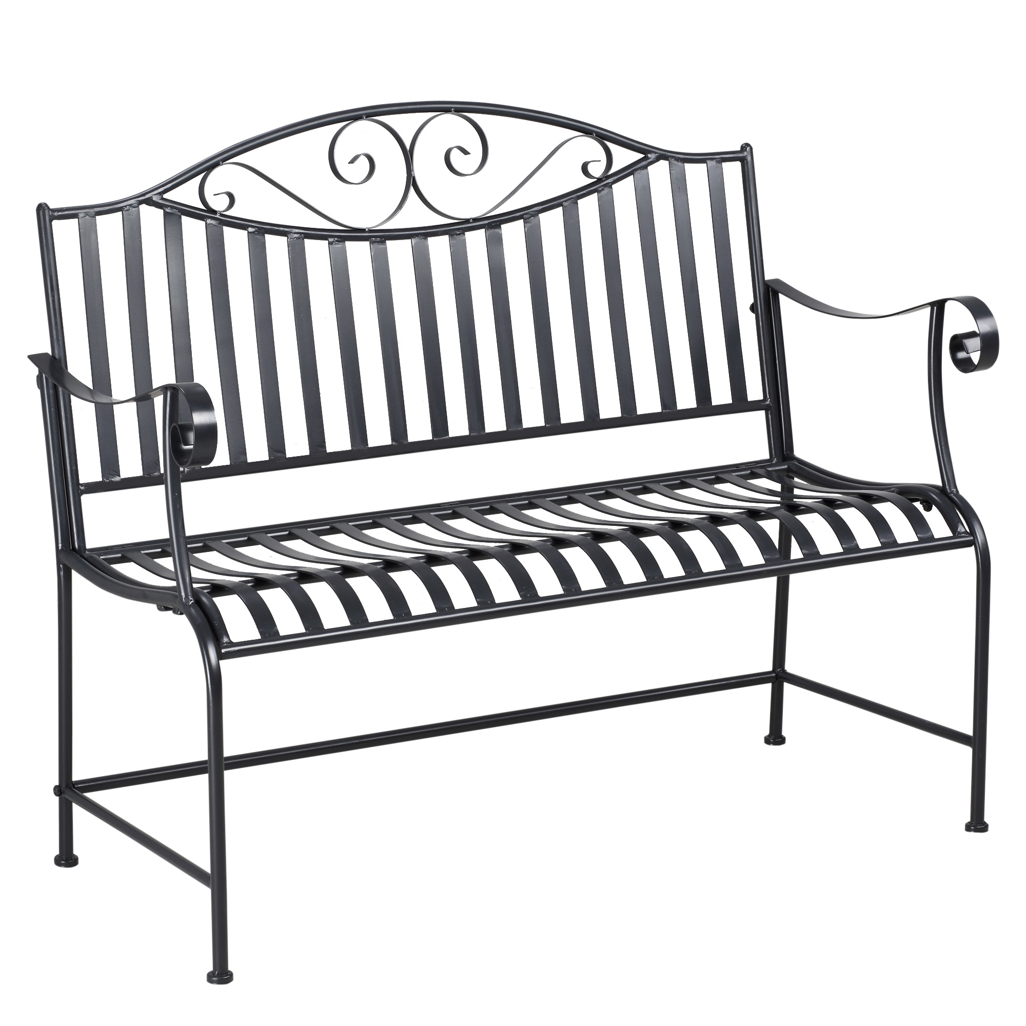 Outsunny Gartenbank Sitzbank 2 Personen Parkbank Armlehne Metallbank Garten günstig online kaufen