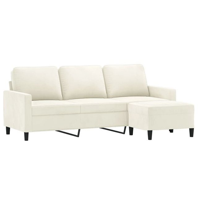 vidaXL Sofa 3-Sitzer-Sofa mit Hocker Creme 180 cm Samt günstig online kaufen