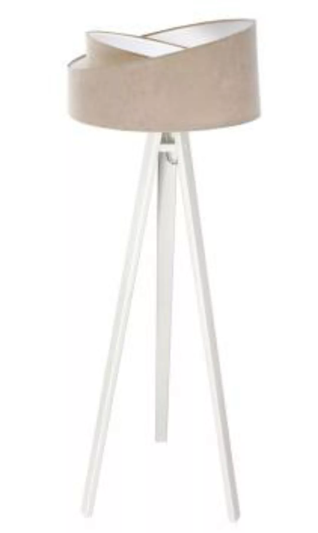 Stehlampe Großem Schirm Beige Weiß Holz Dreibein 145cm günstig online kaufen