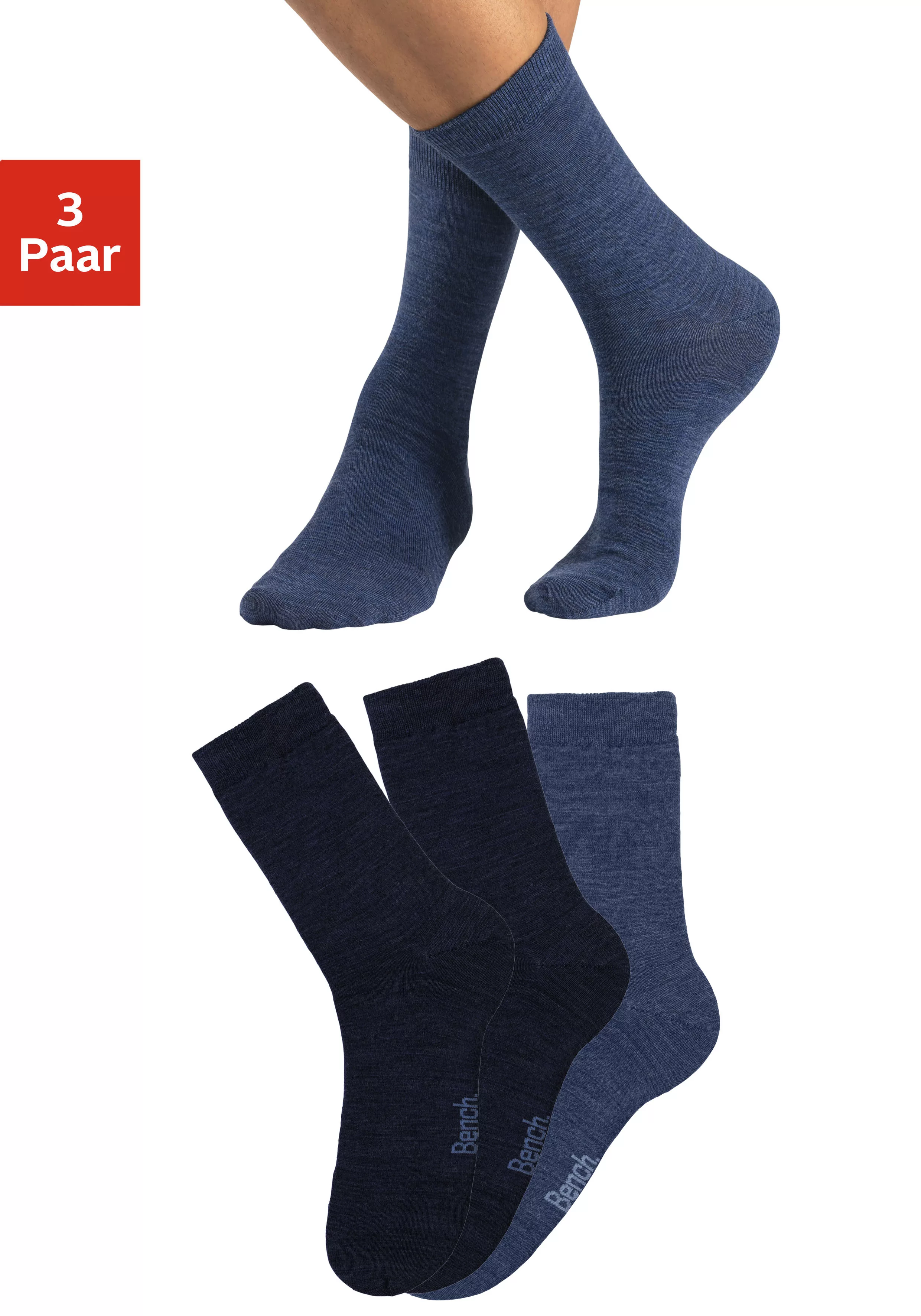 Bench. Socken "Herren", (Packung, 3 Paar), mit wärmender Wolle günstig online kaufen