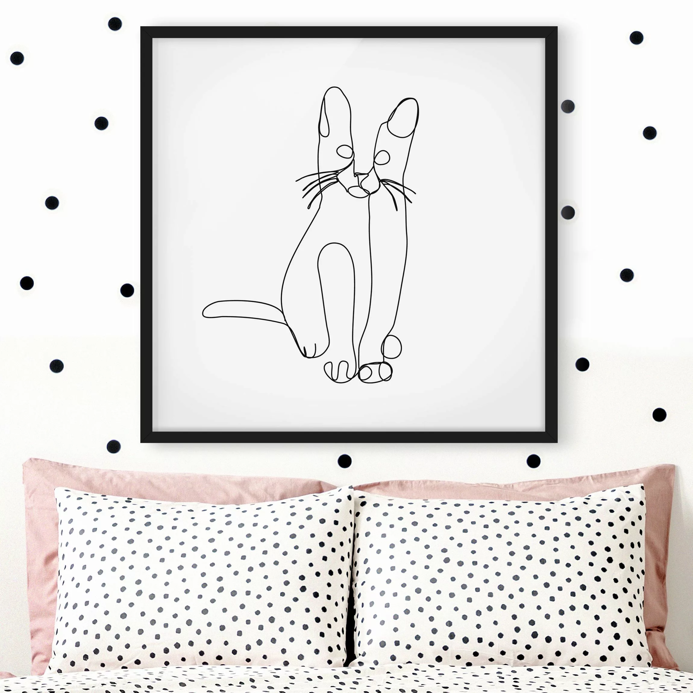 Bild mit Rahmen Tiere - Quadrat Katze Line Art günstig online kaufen