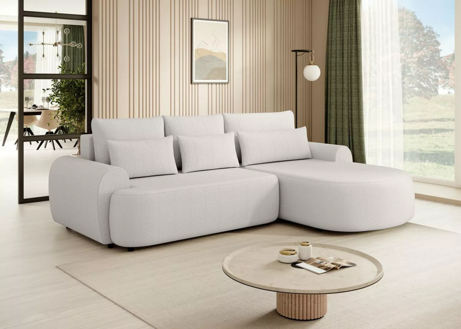 Beautysofa Ecksofa Olivio, mit Wellenunterfederung, Ecke gepolstert beige günstig online kaufen