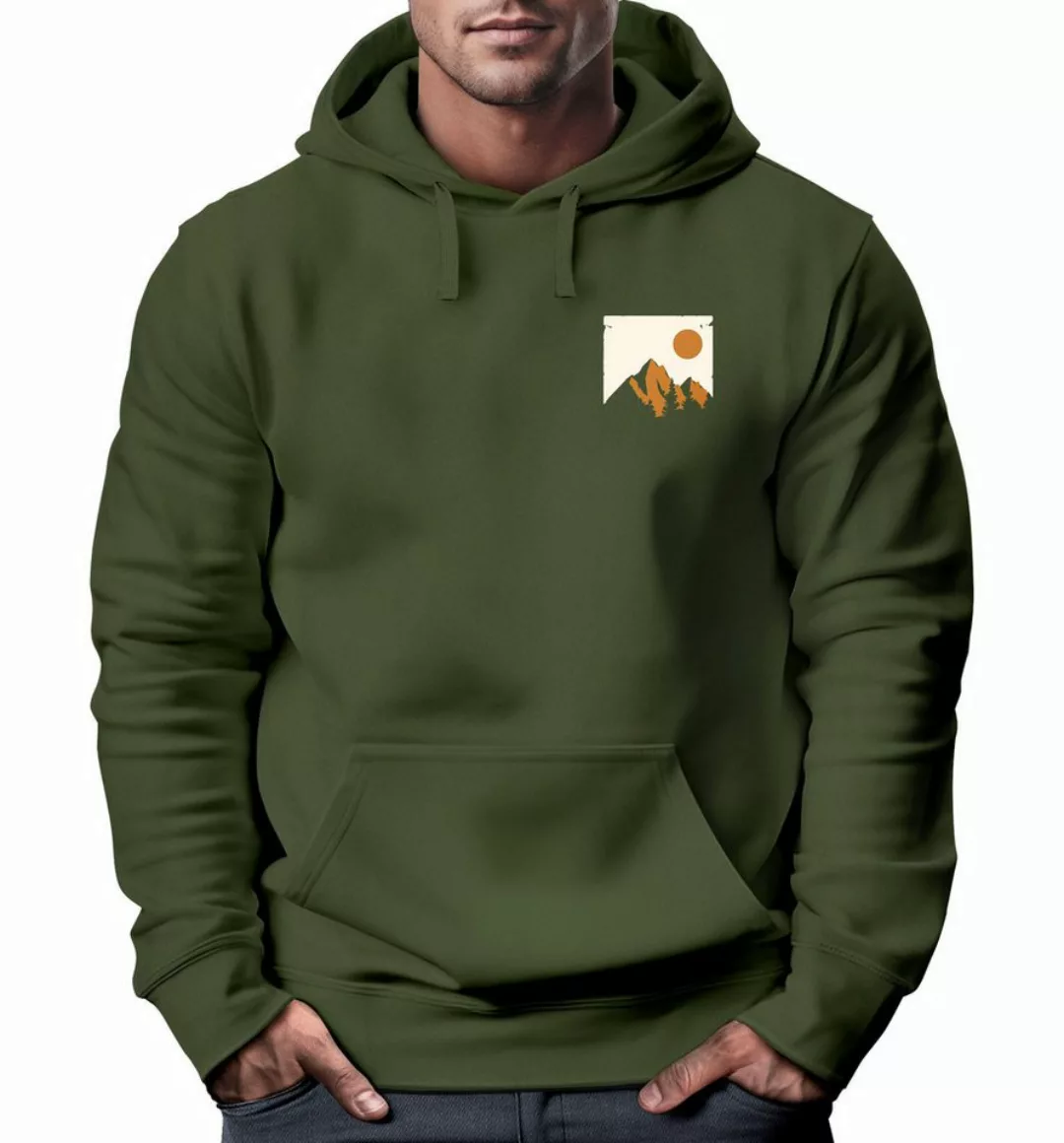 Neverless Hoodie Hoodie Herren Outdoor Adventure Kapuzenpulli Brustlogo Nat günstig online kaufen