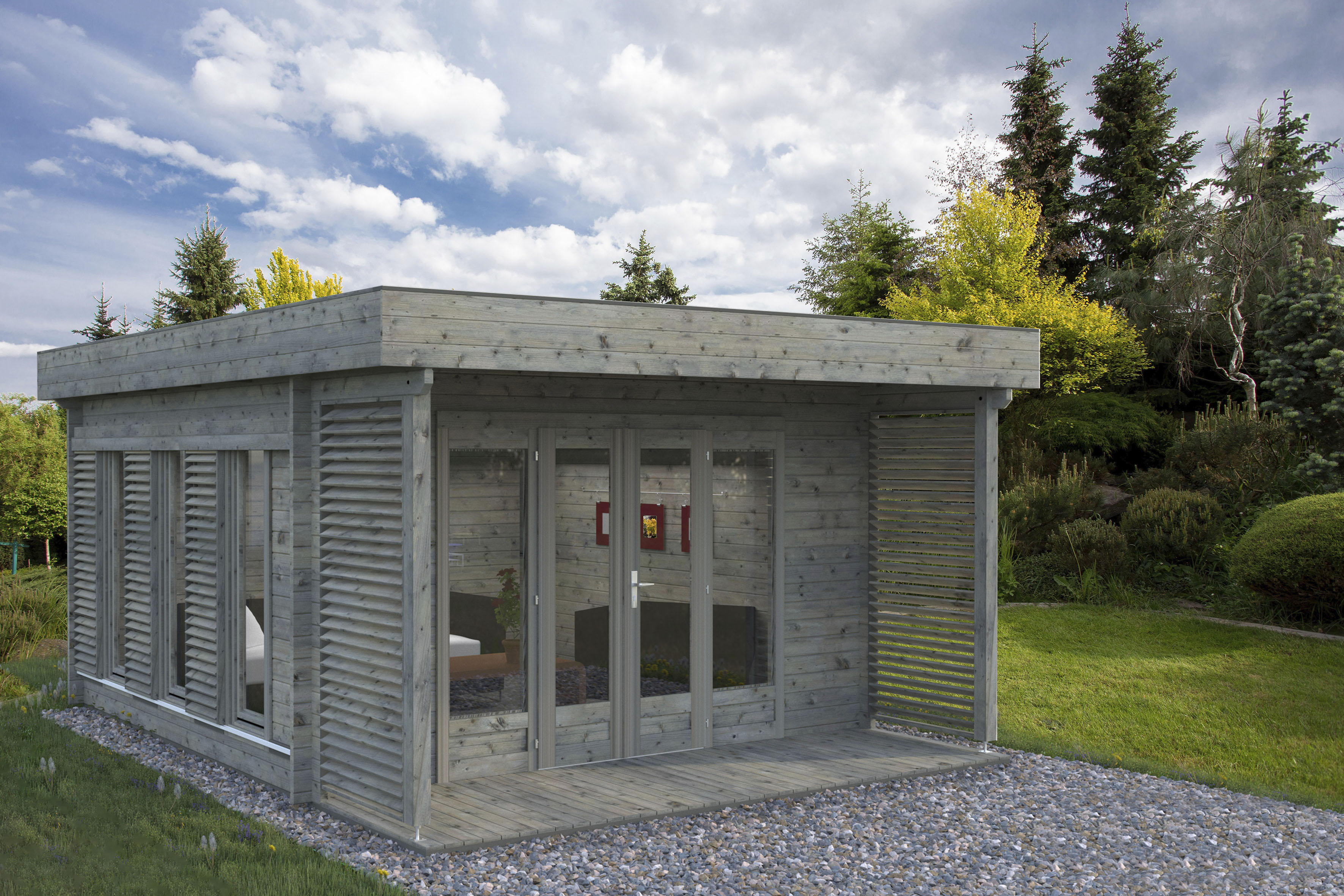 Palmako Gartenhaus "Caroline", (Set), 14,5 m², mit Anbaudach und Fußboden i günstig online kaufen