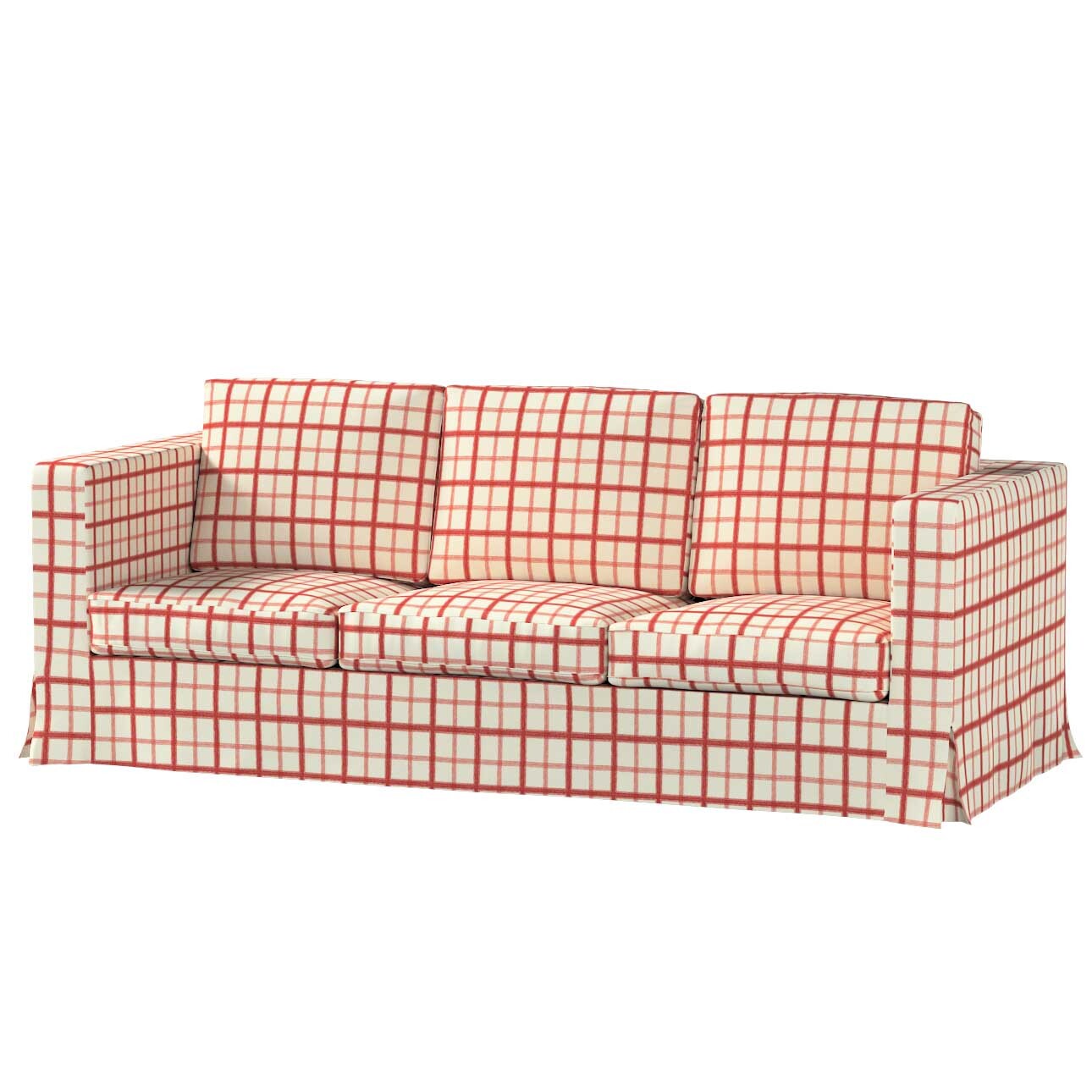 Bezug für Karlanda 3-Sitzer Sofa nicht ausklappbar, lang, rot-creme, Bezug günstig online kaufen