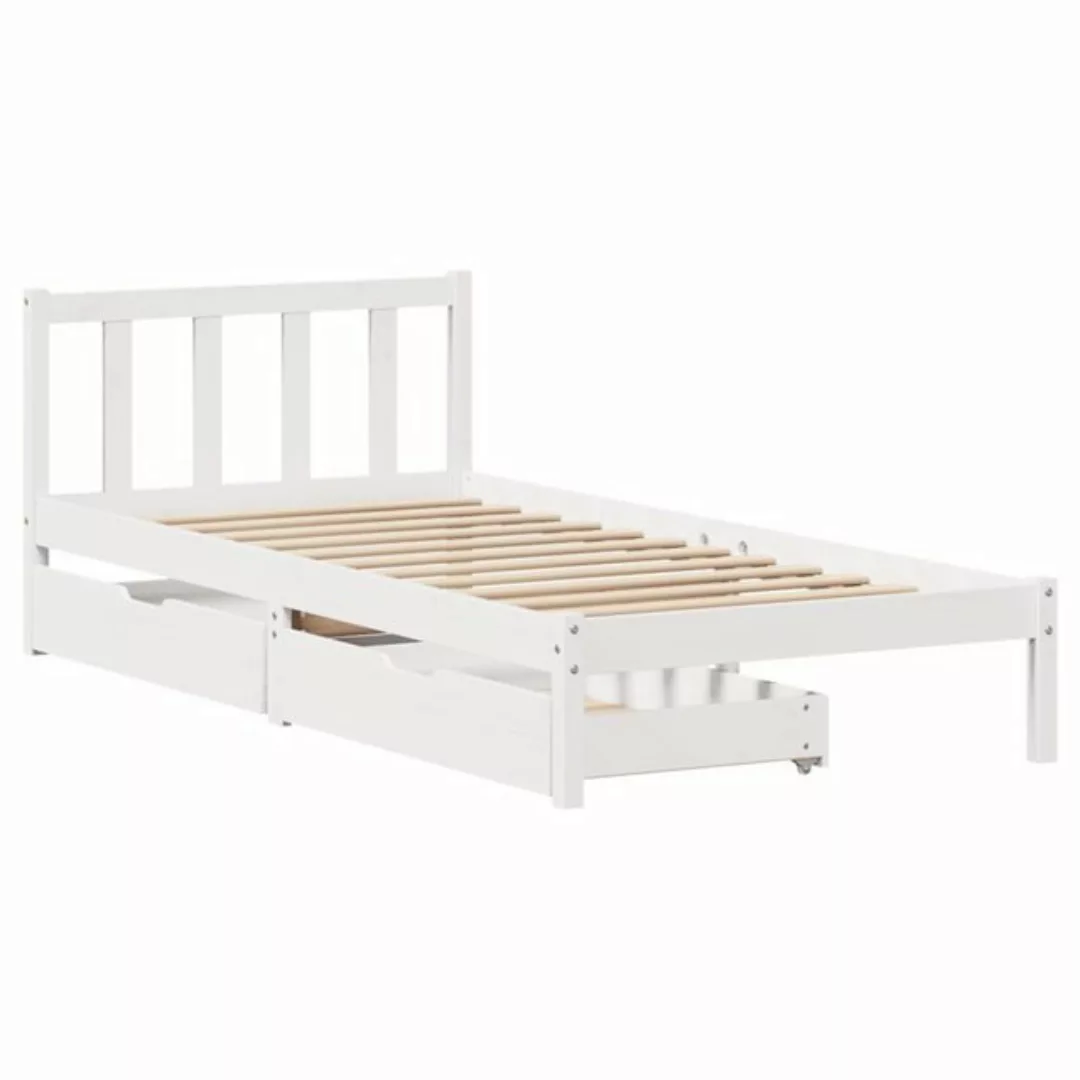 vidaXL Bett Massivholzbett ohne Matratze Weiß 90x200 cm Kiefernholz günstig online kaufen