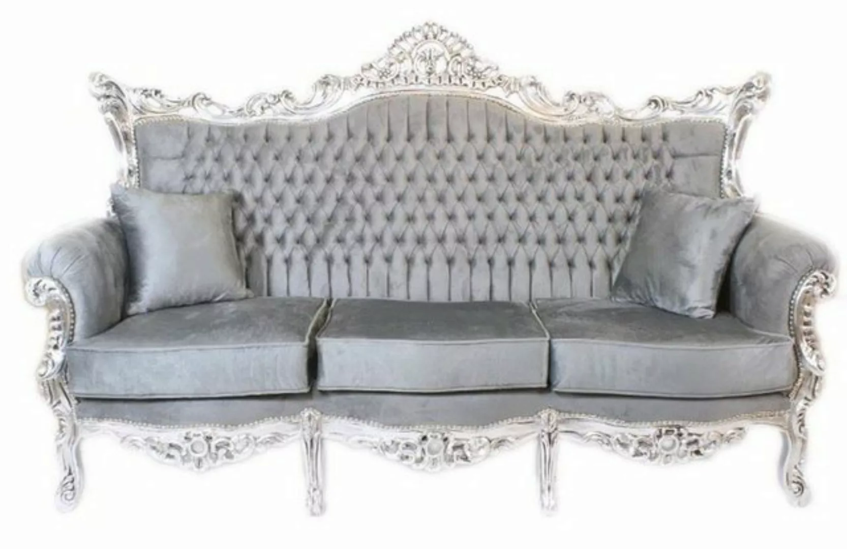 Casa Padrino 3-Sitzer Barock 3er Sofa Master Grau / Silber Mod1 - Wohnzimme günstig online kaufen