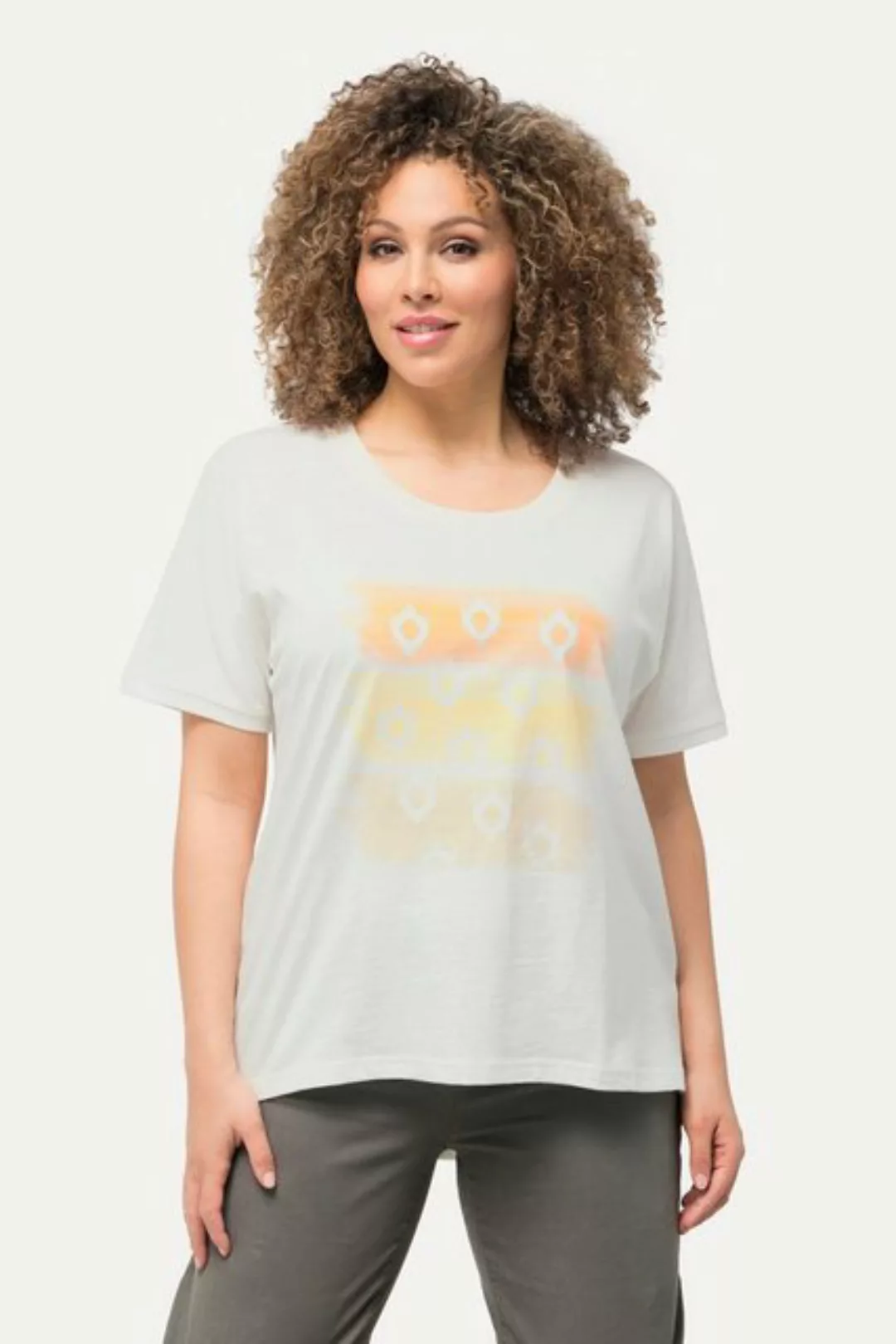Ulla Popken Rundhalsshirt T-Shirt Streifen Oversized Rundhals Halbarm günstig online kaufen