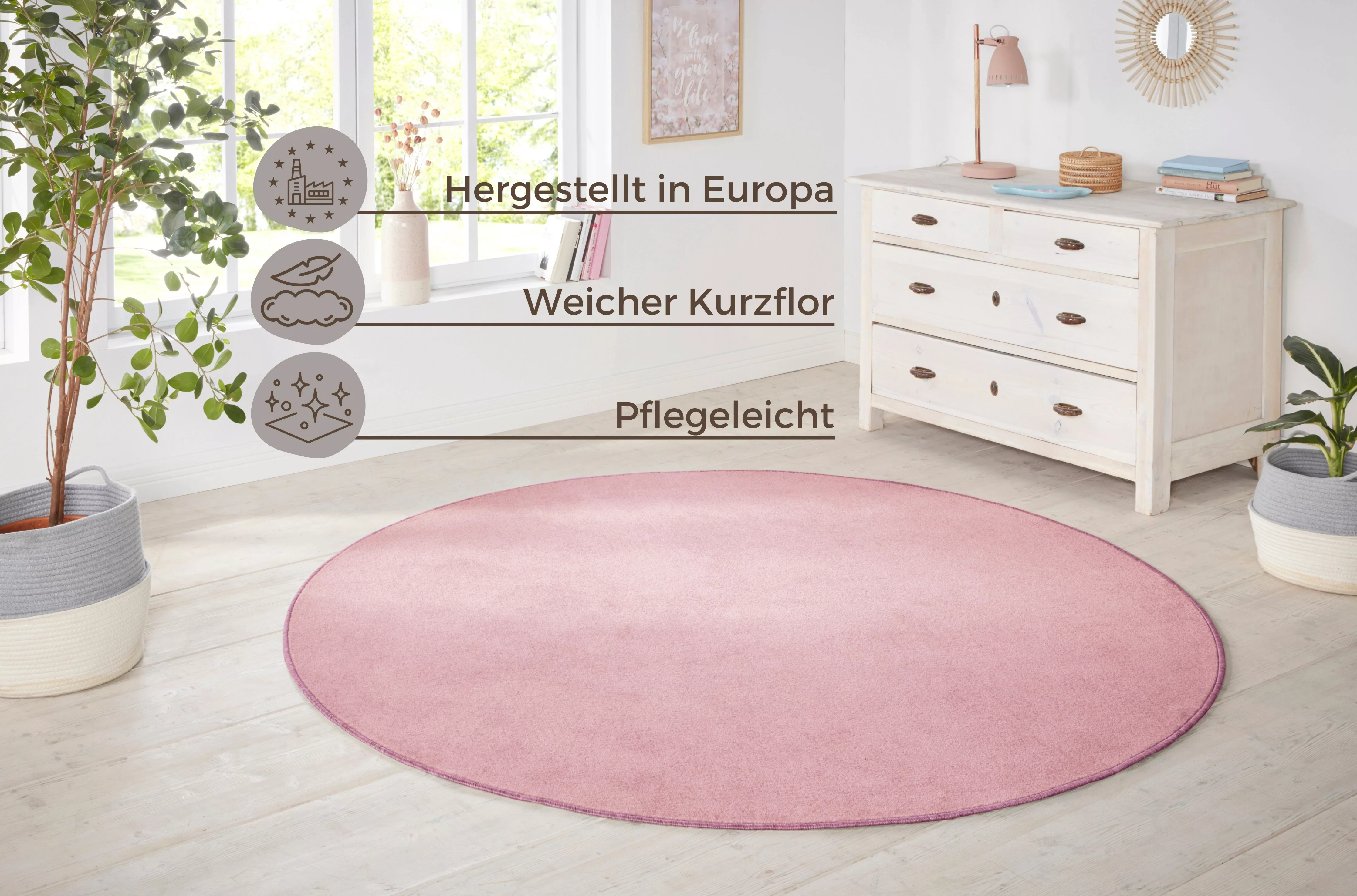 HANSE Home Teppich »Shashi«, rund, 8,5 mm Höhe, Kurzflor, Unifarben, Teppic günstig online kaufen