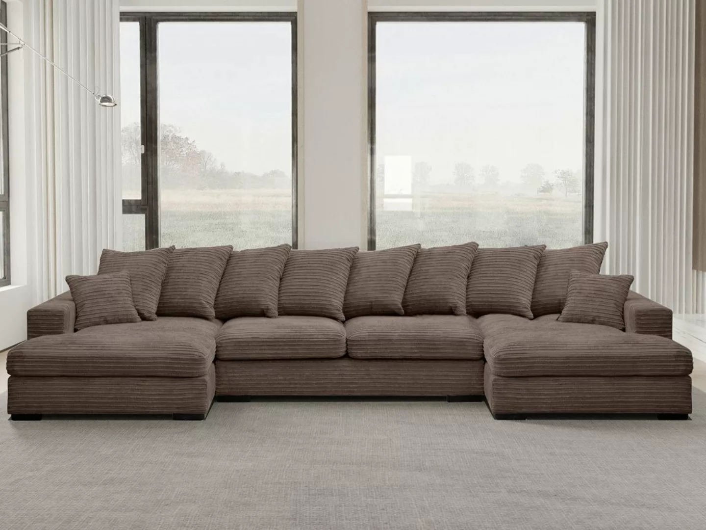 Kaiser Möbel Ecksofa Ecksofa, Sofa U-form, Couch U-form Gabon stoff Zoom, m günstig online kaufen