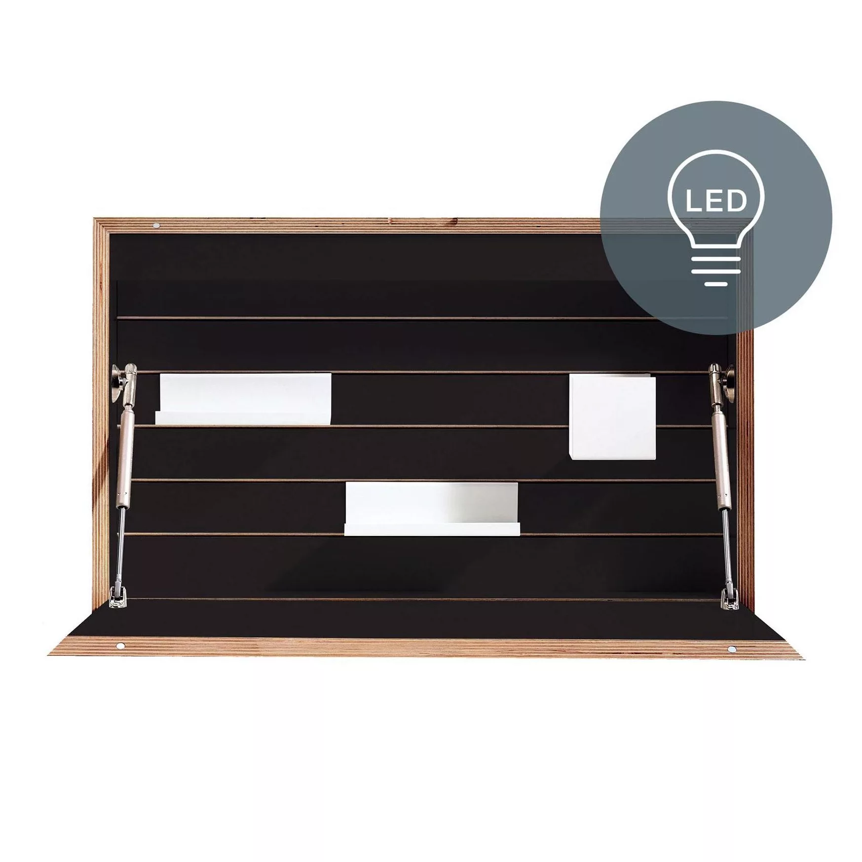 Müller Small Living - Flatbox Wandsekretär 71,7x12,3x43,1cm - schwarz/HPL-B günstig online kaufen