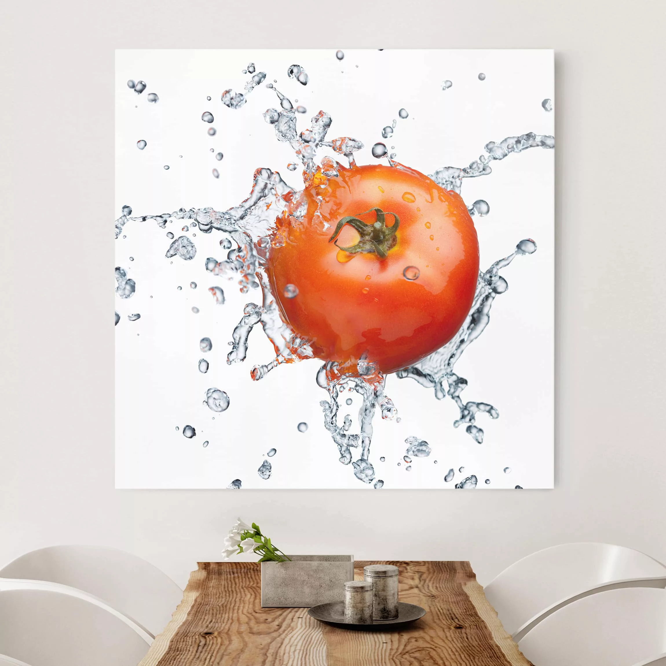Leinwandbild Küche - Quadrat Frische Tomate günstig online kaufen