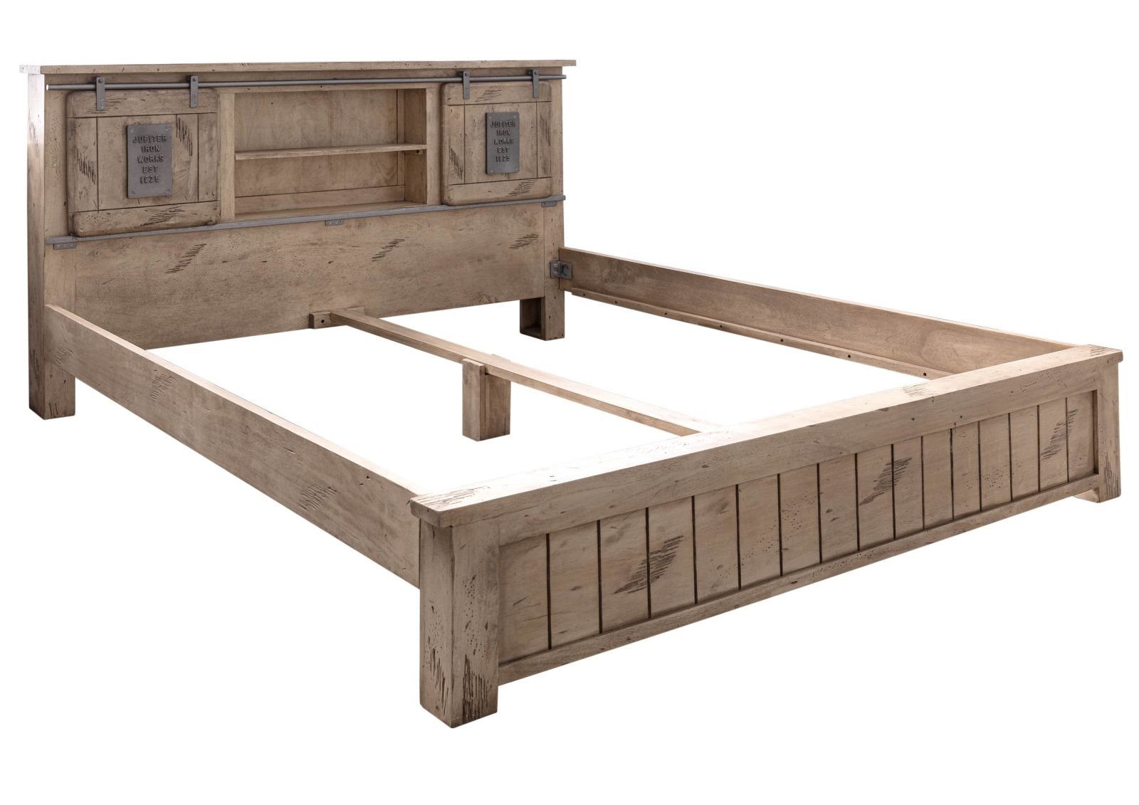Massivmoebel24 Massivholzbett (Bett Mango 180x200 whitewash günstig online kaufen