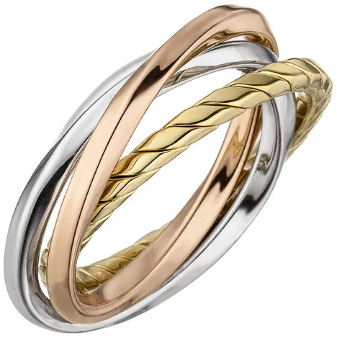 SIGO Damen Ring verschlungen 925 Sterling Silber tricolor dreifarbig vergol günstig online kaufen