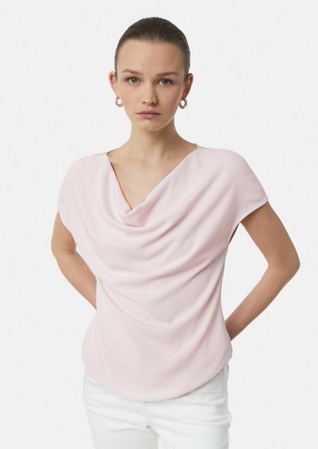 Comma Kurzarmshirt Chiffon-Shirt mit Wasserfall-Ausschnitt günstig online kaufen