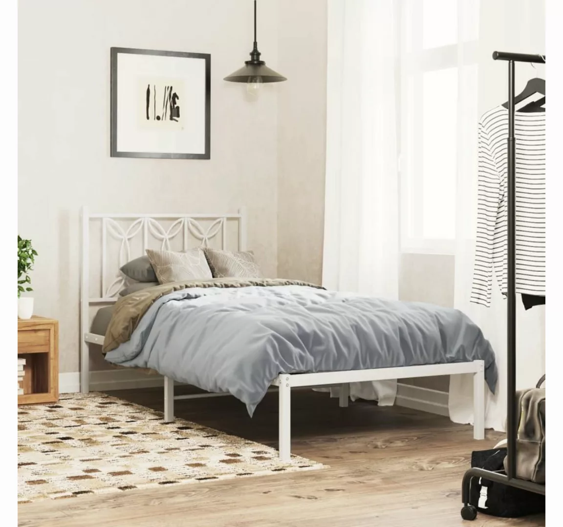 vidaXL Bett, Metallbett ohne Matratze mit Kopfteil Weiß 75x190 cm günstig online kaufen