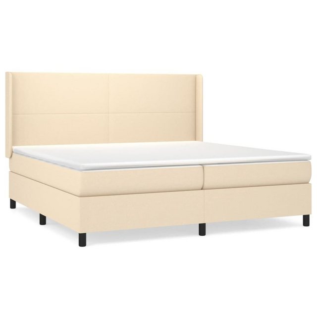 vidaXL Bettgestell Boxspringbett mit Matratze Creme 200x200 cm Stoff Bett B günstig online kaufen