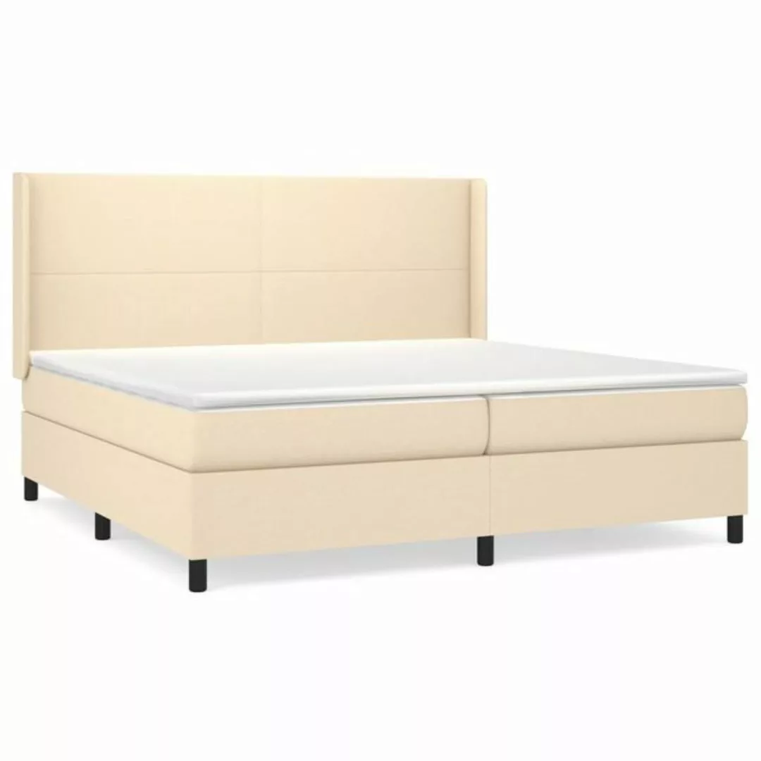 vidaXL Boxspringbett Boxspringbett mit Matratze Creme 200x200 cm Stoff Bett günstig online kaufen