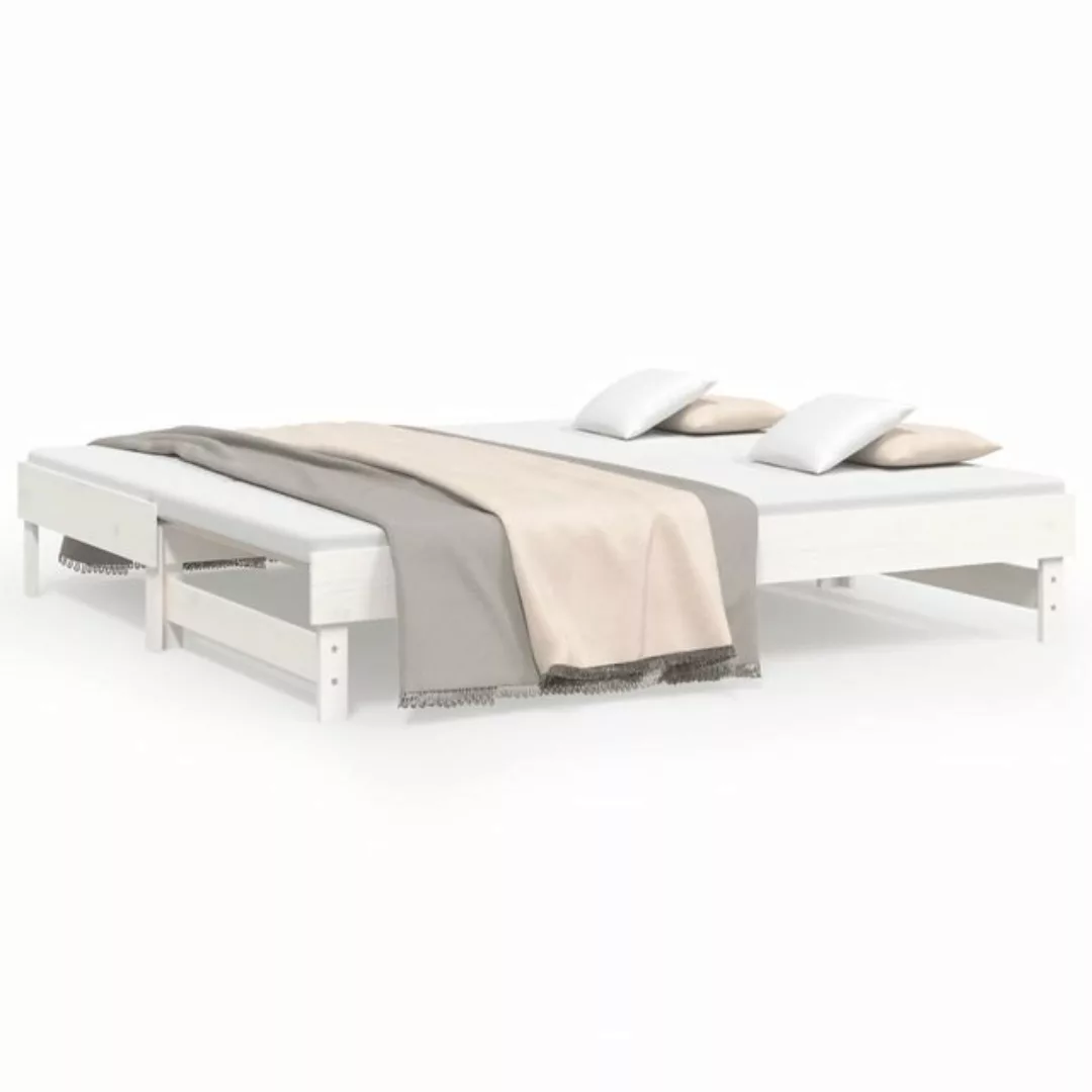 vidaXL Gästebett Gästebett Tagesbett Ausziehbar Weiß 2x90x190 cm Massivholz günstig online kaufen