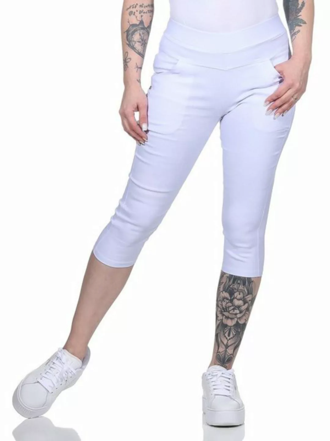 Aurela Damenmode Caprihose Caprijeans leiche Sommer Capri Hose Damen mit el günstig online kaufen