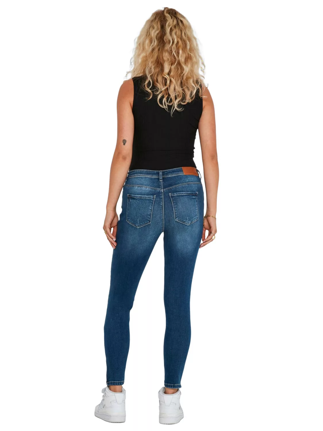 Noisy May Damen Jeans NMKIMMY NW ANK DART AZ157 Slim Fit Blau Medium Blue D günstig online kaufen