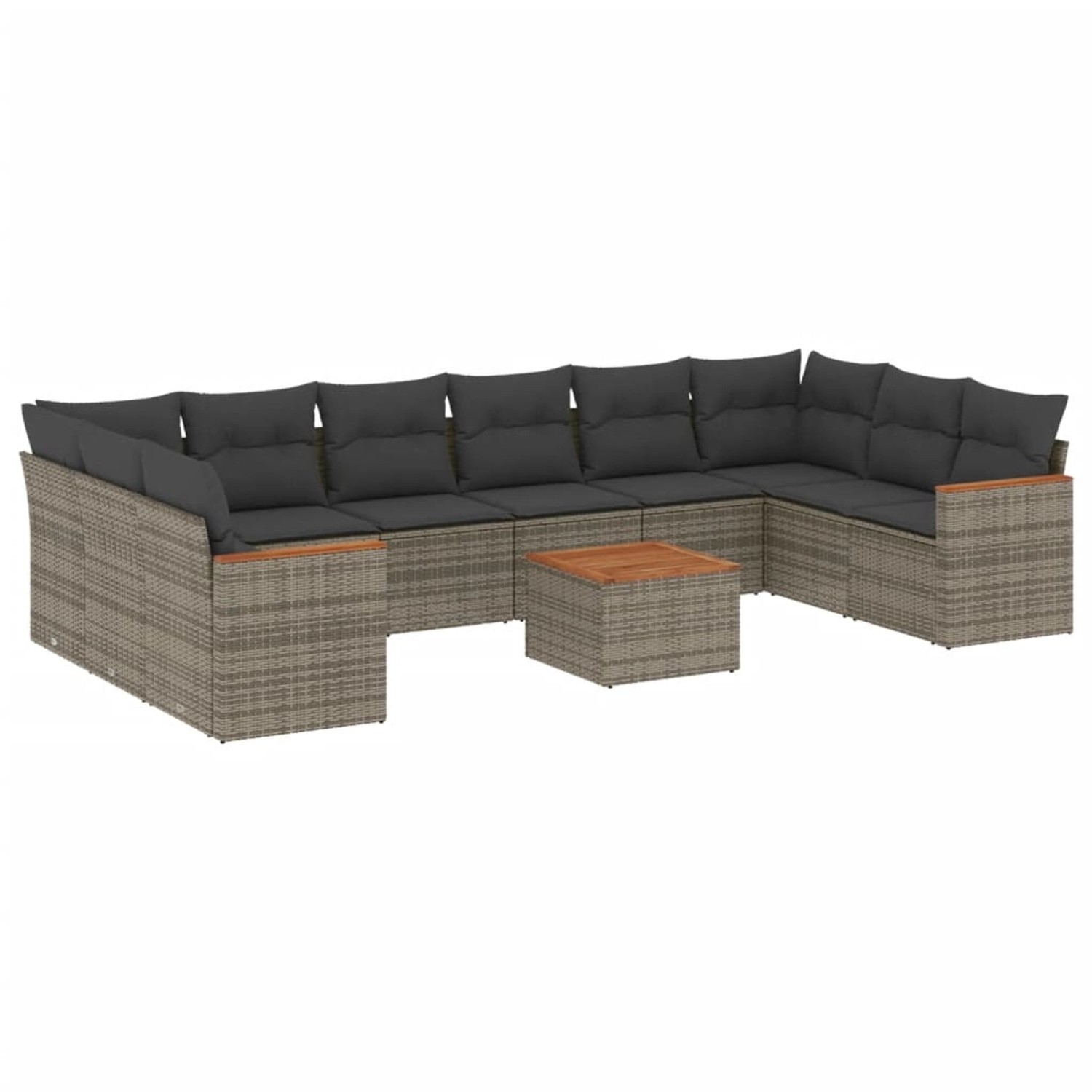 vidaXL 11-Tlg Garten-Sofagarnitur mit Kissen Grau Poly Rattan 3258735 günstig online kaufen
