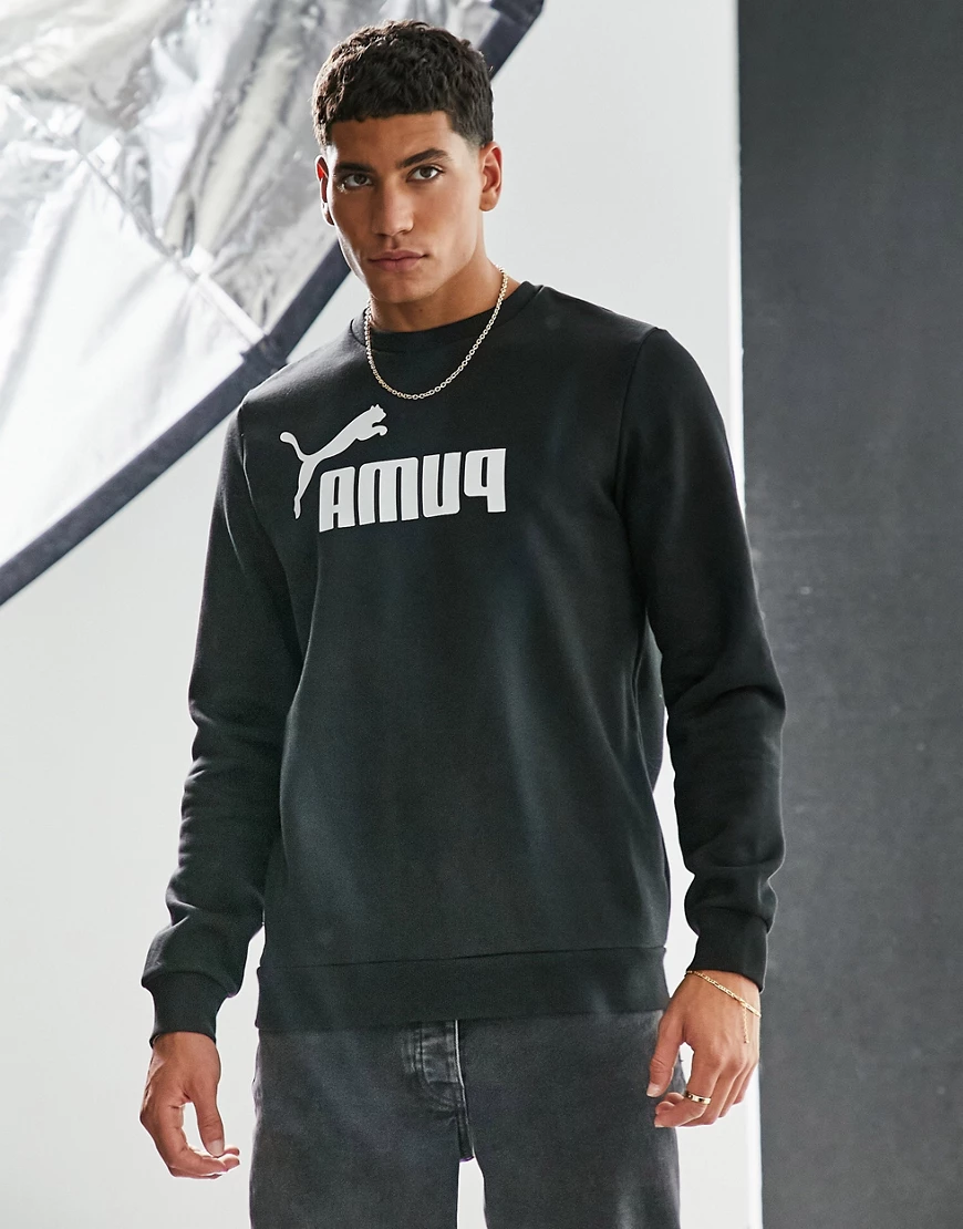 Puma – Essentials – Sweatshirt in Schwarz mit großem Logo günstig online kaufen
