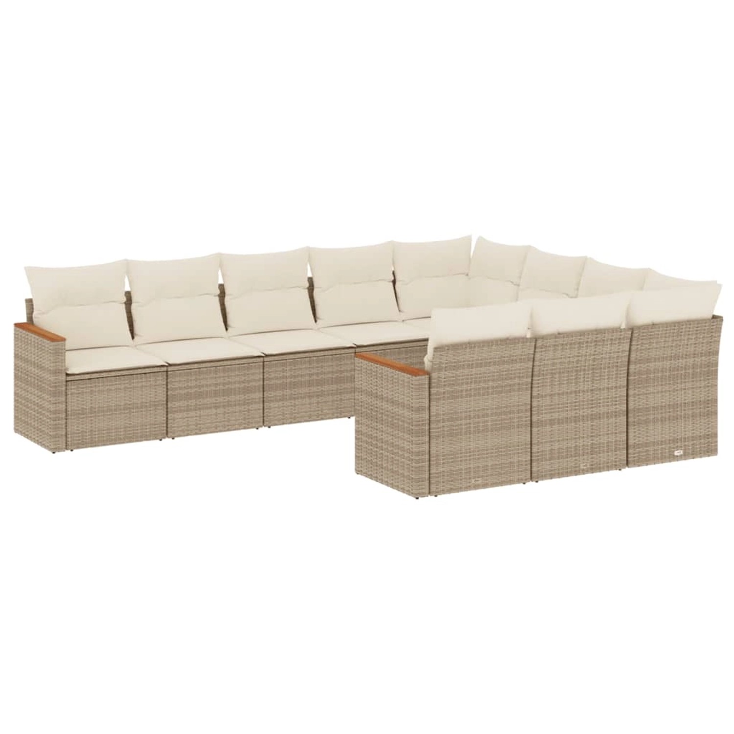 vidaXL 10-Tlg Garten-Sofagarnitur mit Kissen Beige Poly Rattan 3226338 günstig online kaufen