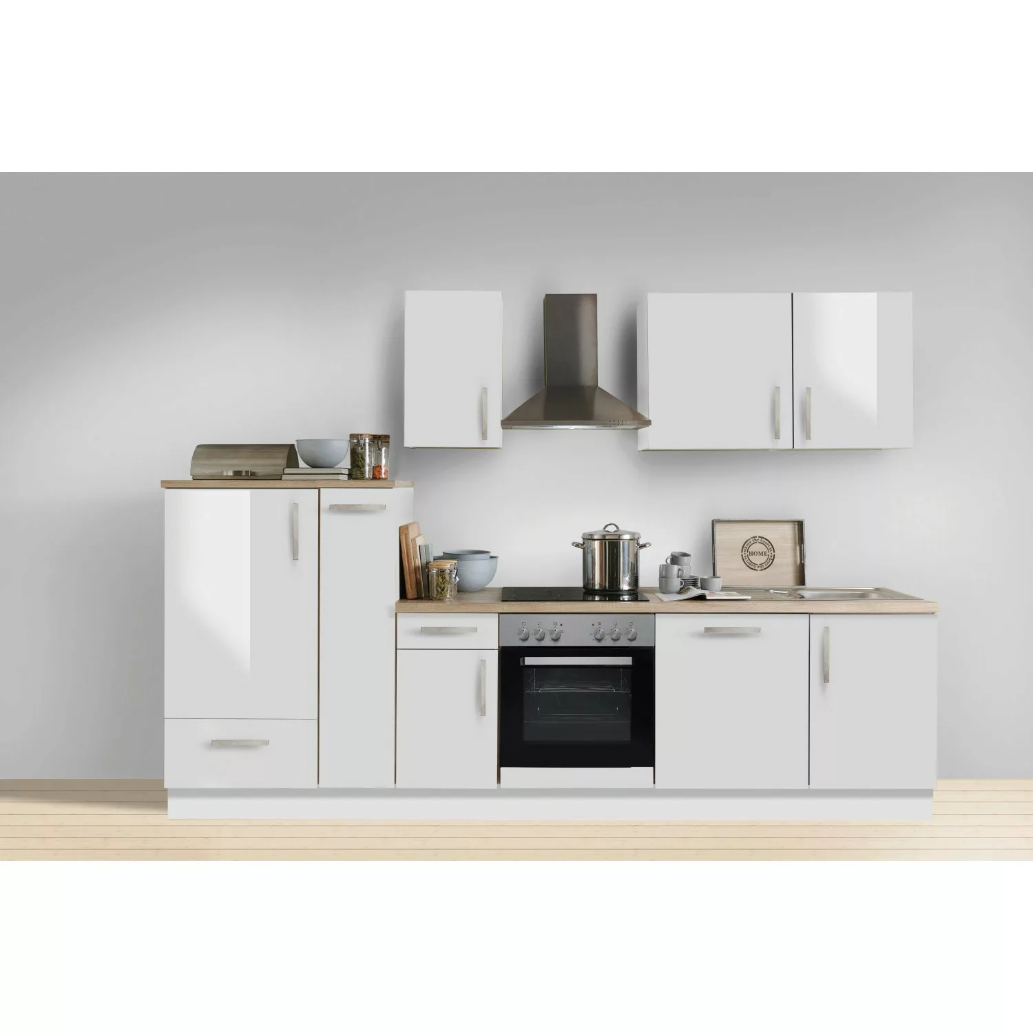 Menke Küchenzeile White Premium 300 cm Schiefergrau-Weiß günstig online kaufen
