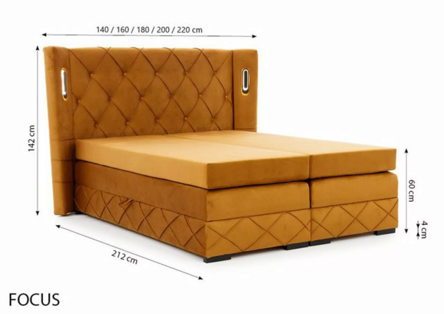 yourhouse24 Boxspringbett Focus Lux (Bonell-Matratze und Topperr), mit zwei günstig online kaufen