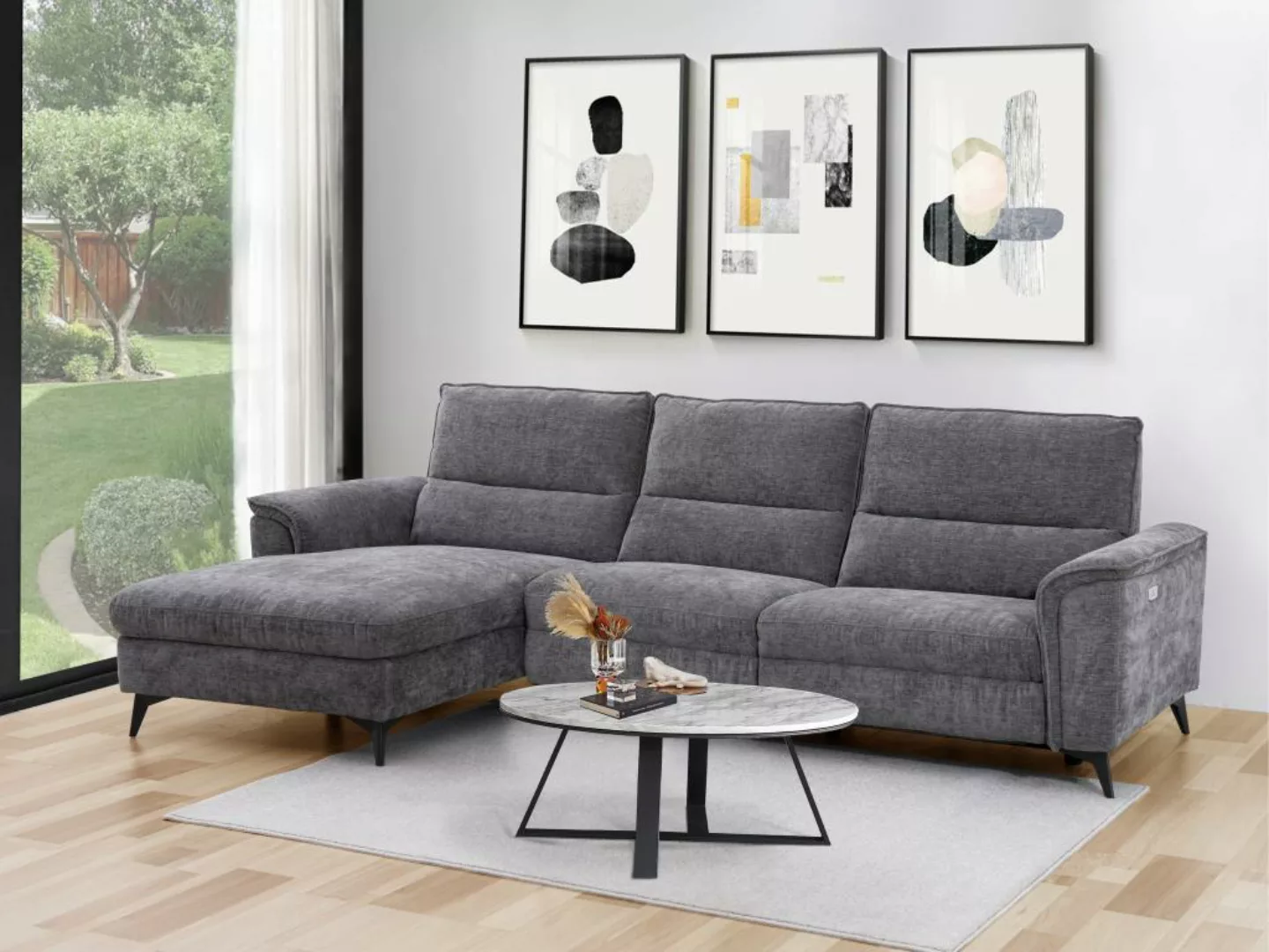 Eckrelaxsofa elektrisch - Ecke links - Stoff - Anthrazit - TELTI günstig online kaufen