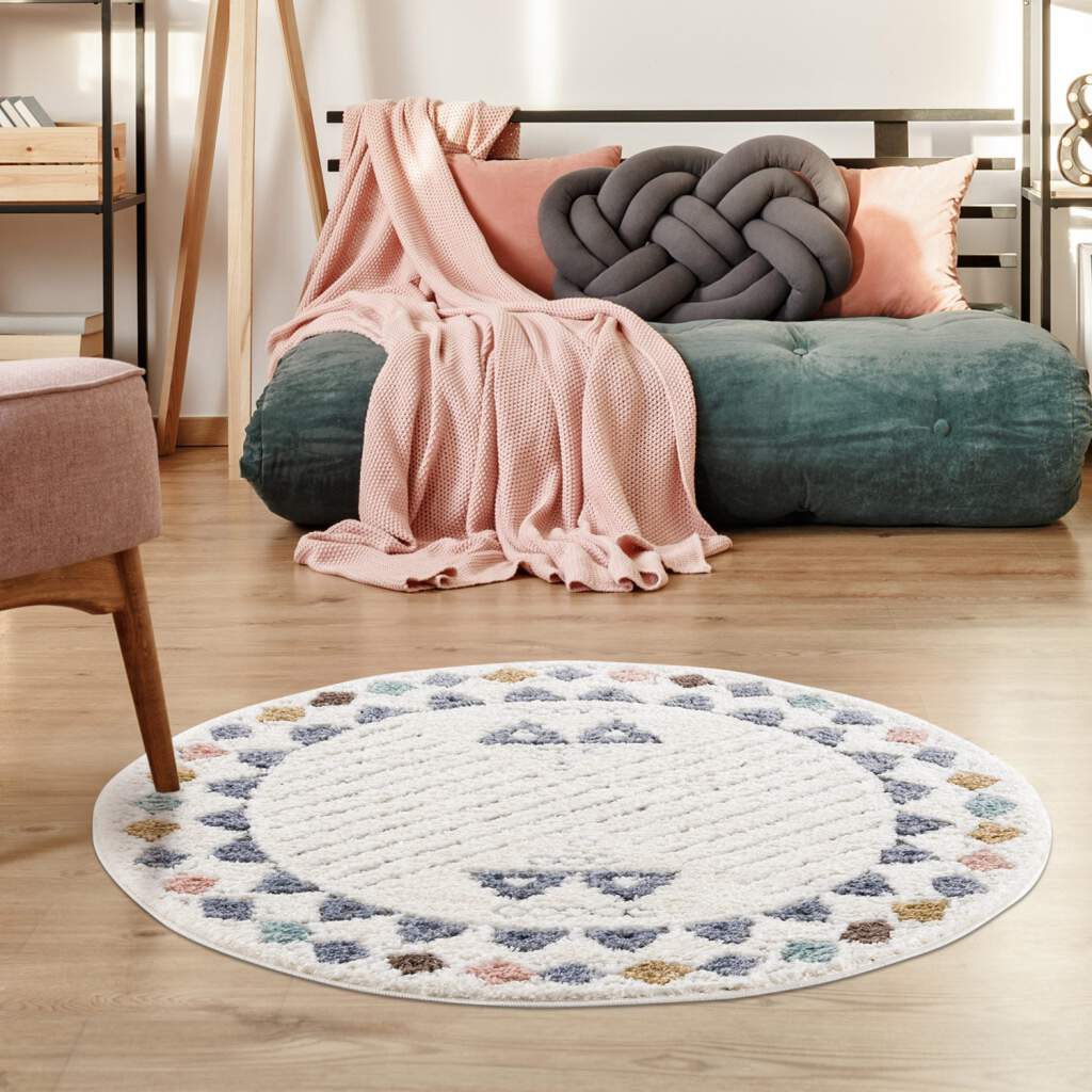Carpet City Hochflor-Teppich »Focus 3034«, rund, 20 mm Höhe, Boho-Teppich, günstig online kaufen