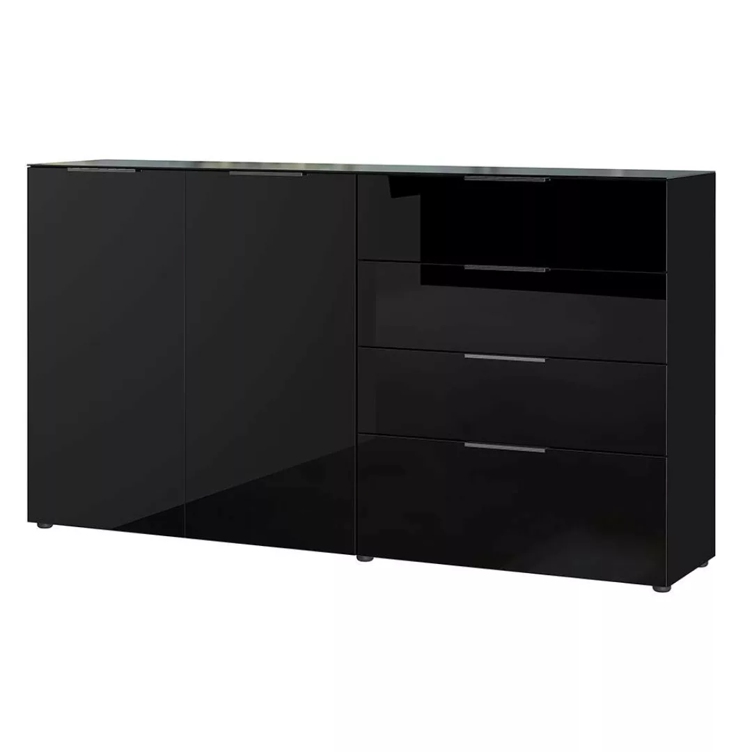 Sideboard mit Glasfront 184 cm breit in schwarz, OXFORD-01 günstig online kaufen