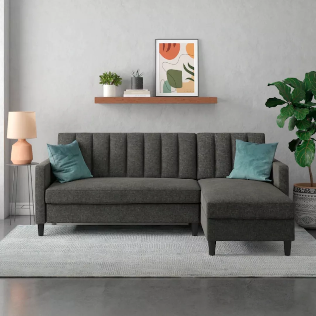 Dorel Home Ecksofa mit Schlafffunktion, Recamiere mit Stauraum beidseitig m günstig online kaufen