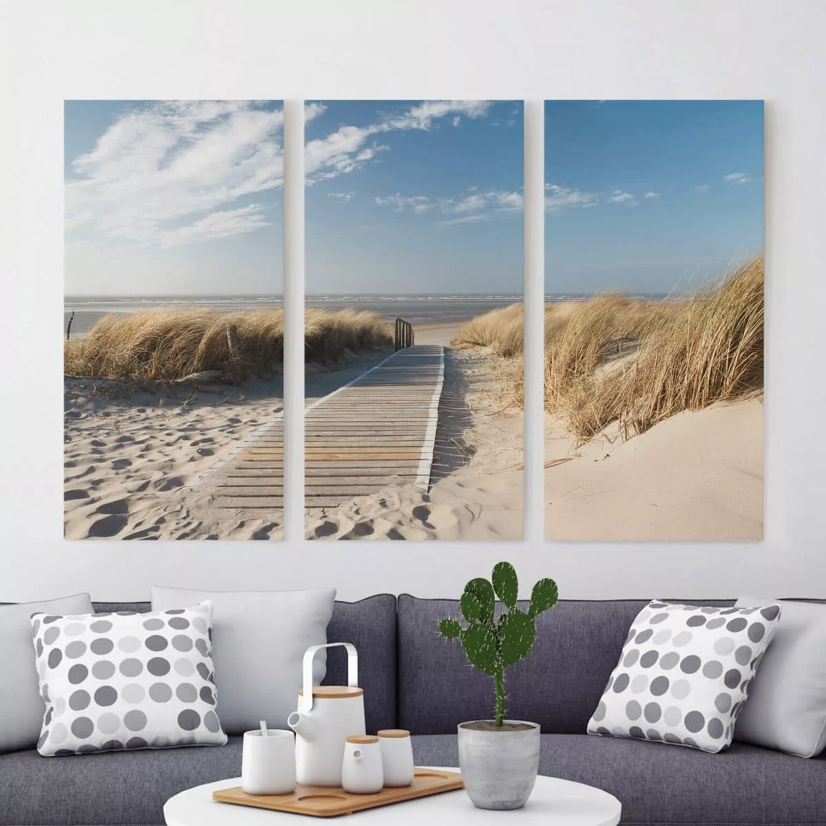 3-teiliges Leinwandbild Strand - Querformat Ostsee Strand günstig online kaufen