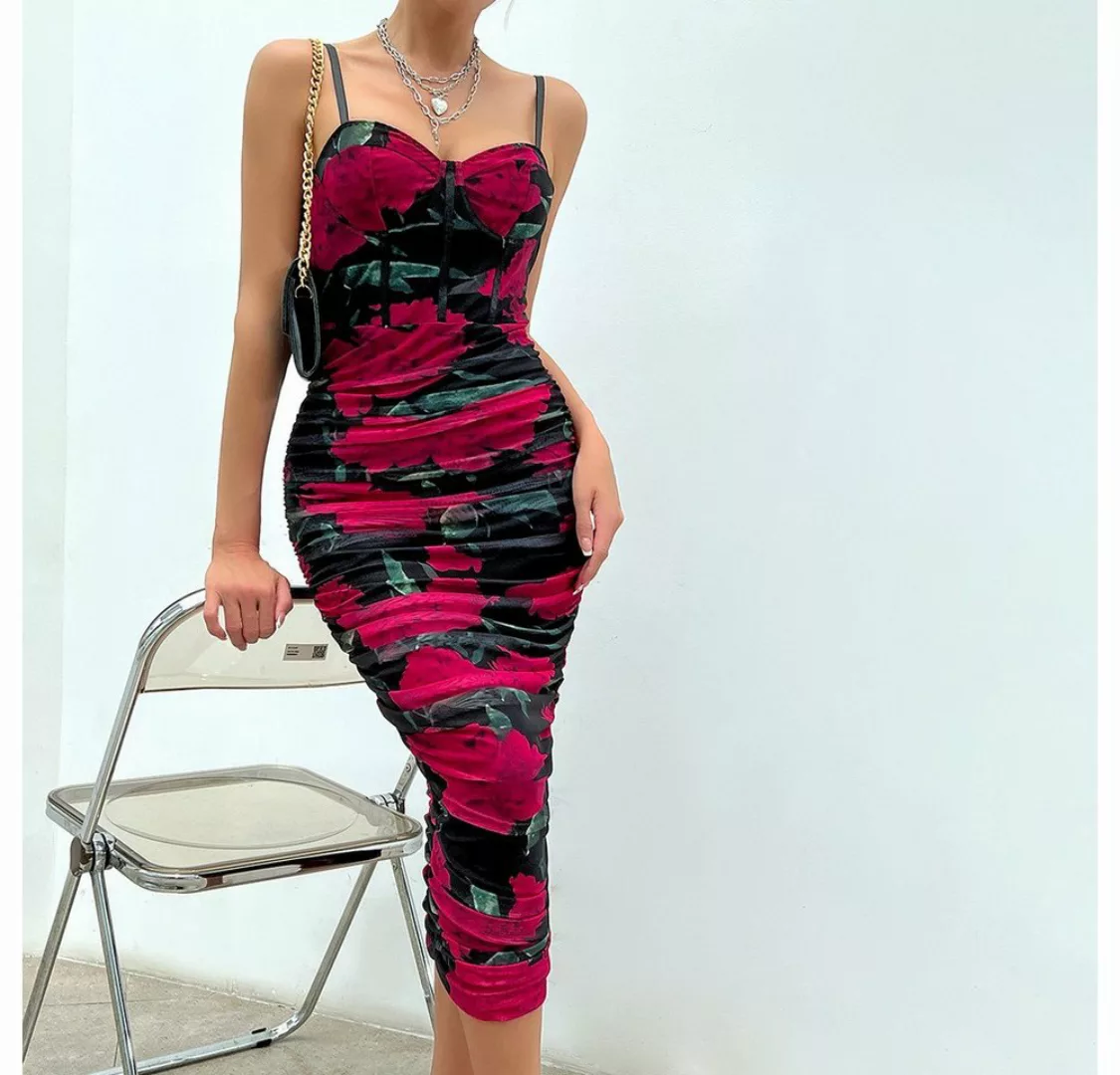 RUZU UG Dirndl Sexy, tief ausgeschnittenes, bedrucktes Strapskleid für Dame günstig online kaufen