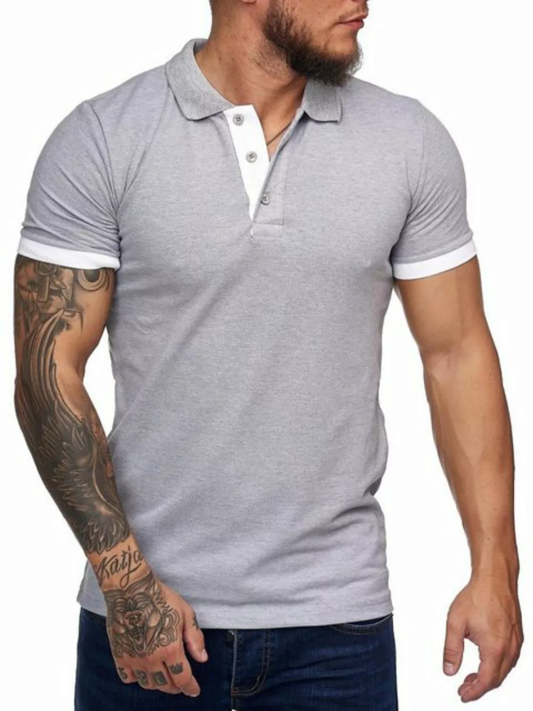 John Kayna T-Shirt Herren T-Shirt Poloshirt Shirt Kurzarm Printshirt Polo K günstig online kaufen