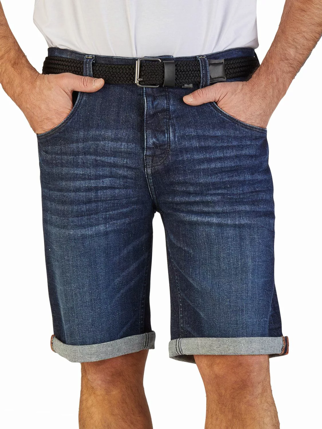 DENIMFY Jeans Shorts Herren mit Gürtel Stretch Kurz Regular Fit DFBo günstig online kaufen