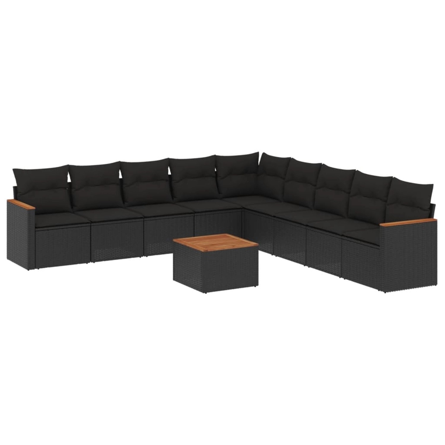 vidaXL 10-Tlg Garten-Sofagarnitur mit Kissen Schwarz Poly Rattan 3258464 günstig online kaufen