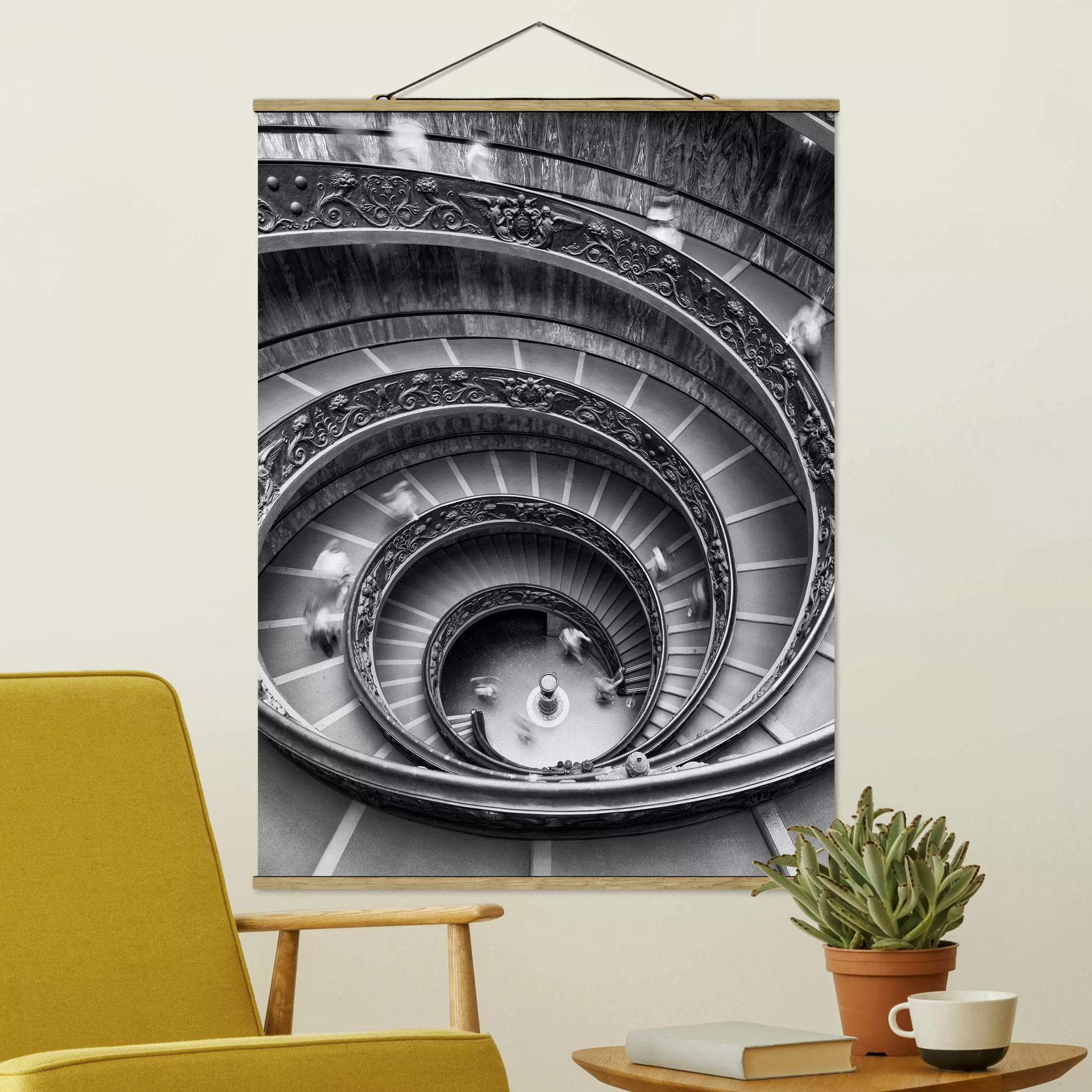 Stoffbild mit Posterleisten Bramante Treppe günstig online kaufen