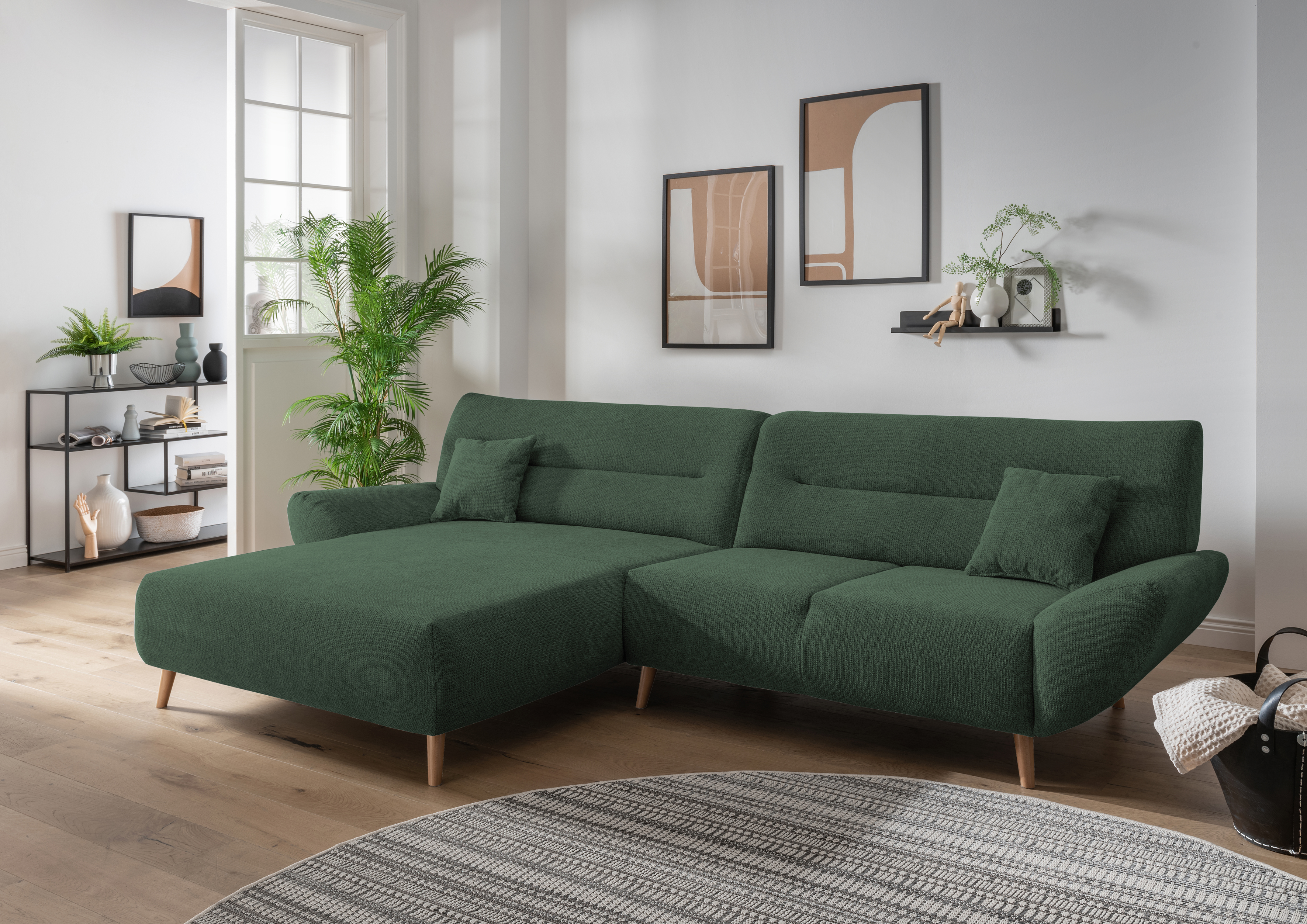 INOSIGN Ecksofa »Drago, elegant und zeitlos, komfortabel, Holzfuß, L-Form«, günstig online kaufen