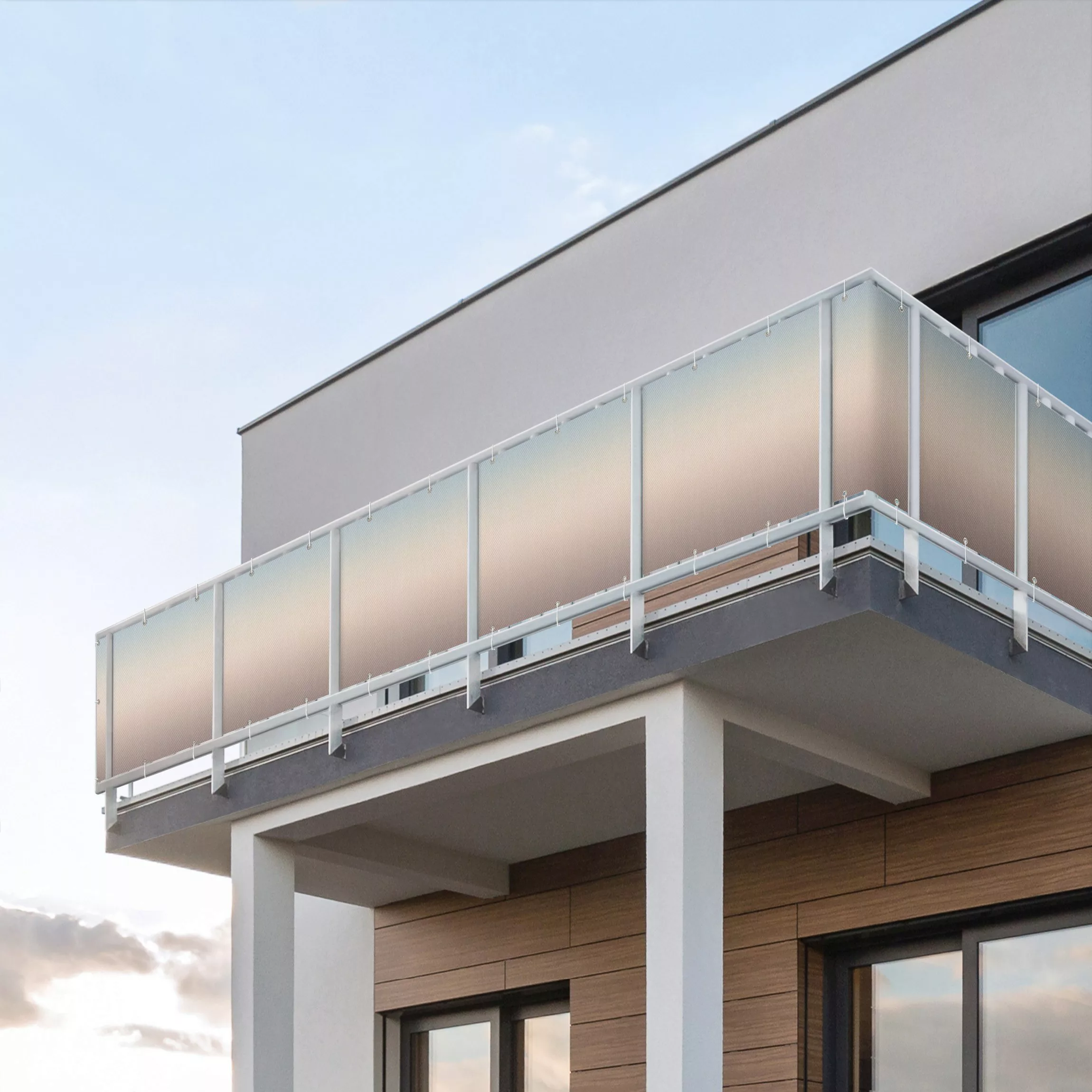 Balkon Sichtschutz Blau-Beige Farbverlauf günstig online kaufen