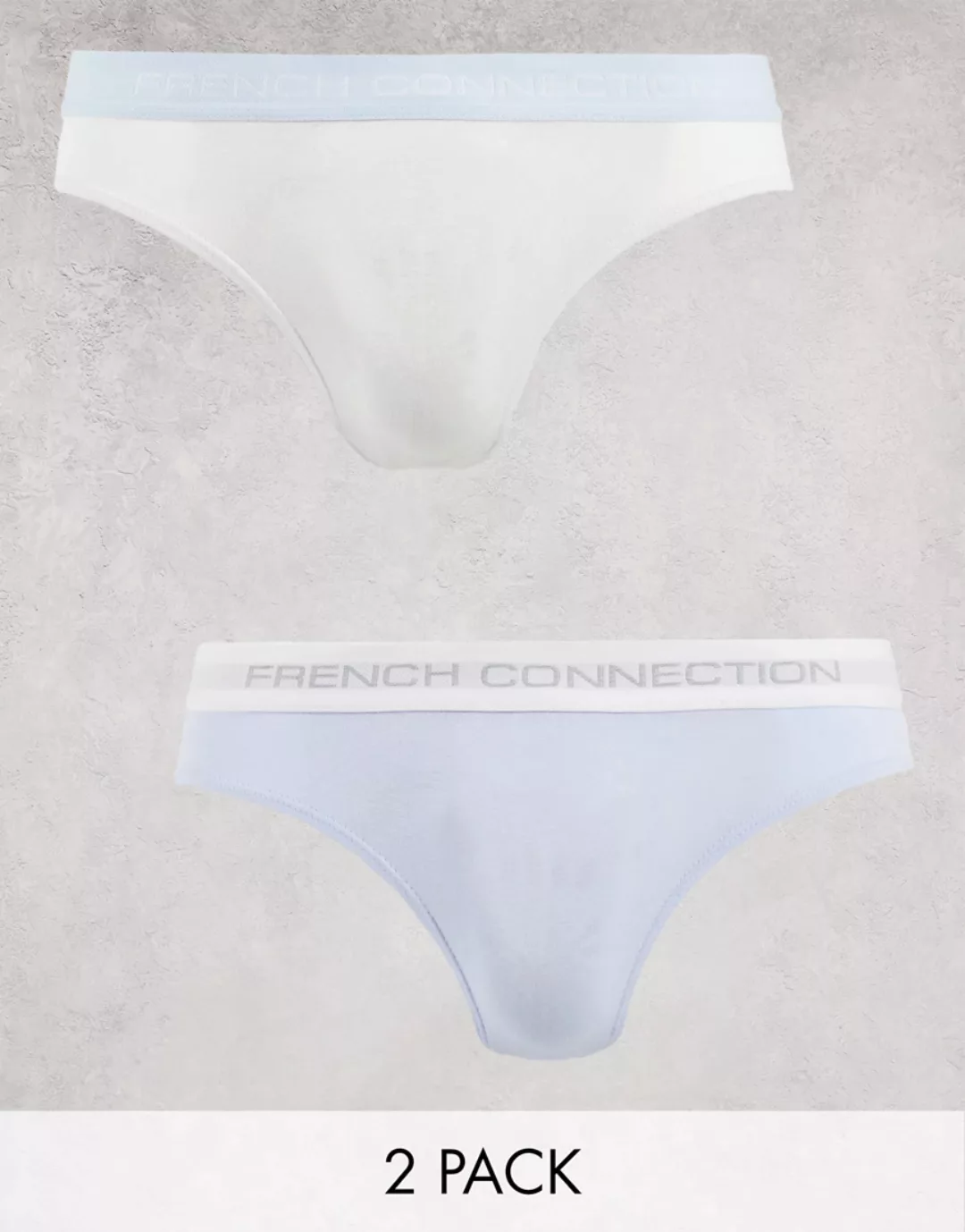 French Connection – 2er-Pack Slips in Weiß und Salzwasserblau-Mehrfarbig günstig online kaufen